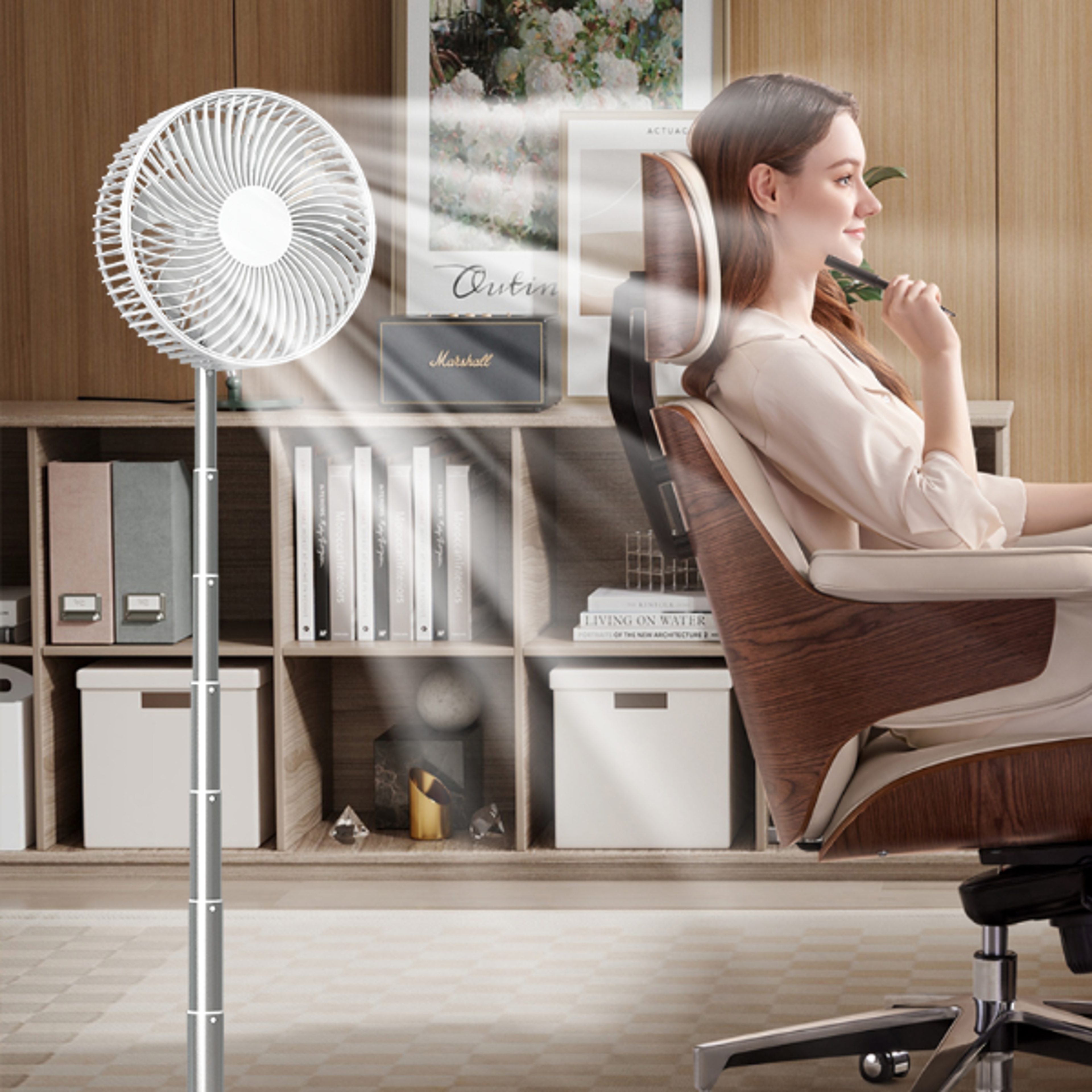 foldable rechargeable portable fan with timer & speed cooling for home, office & travel