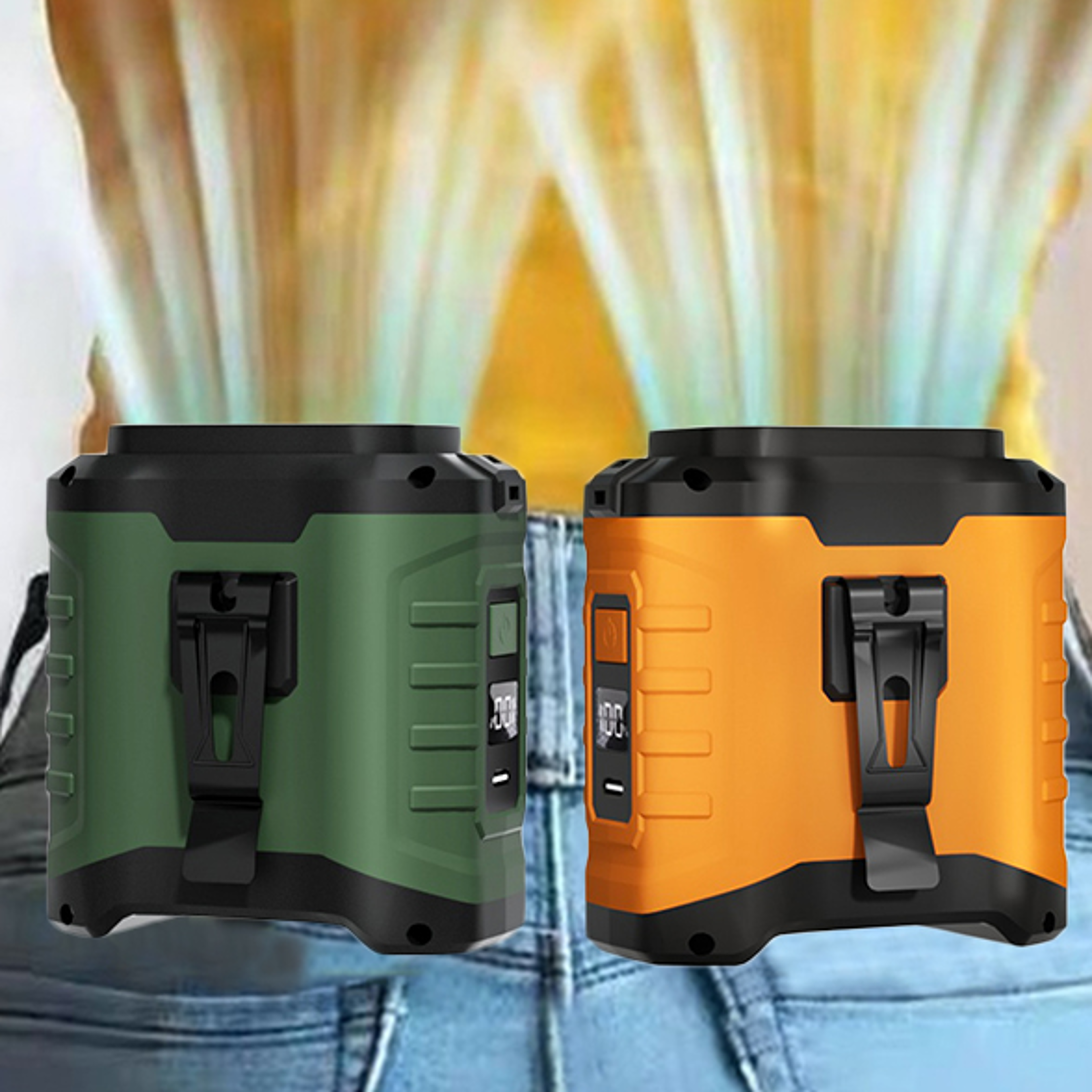 wearable portable waist fan with power bank & hands free neck cooling