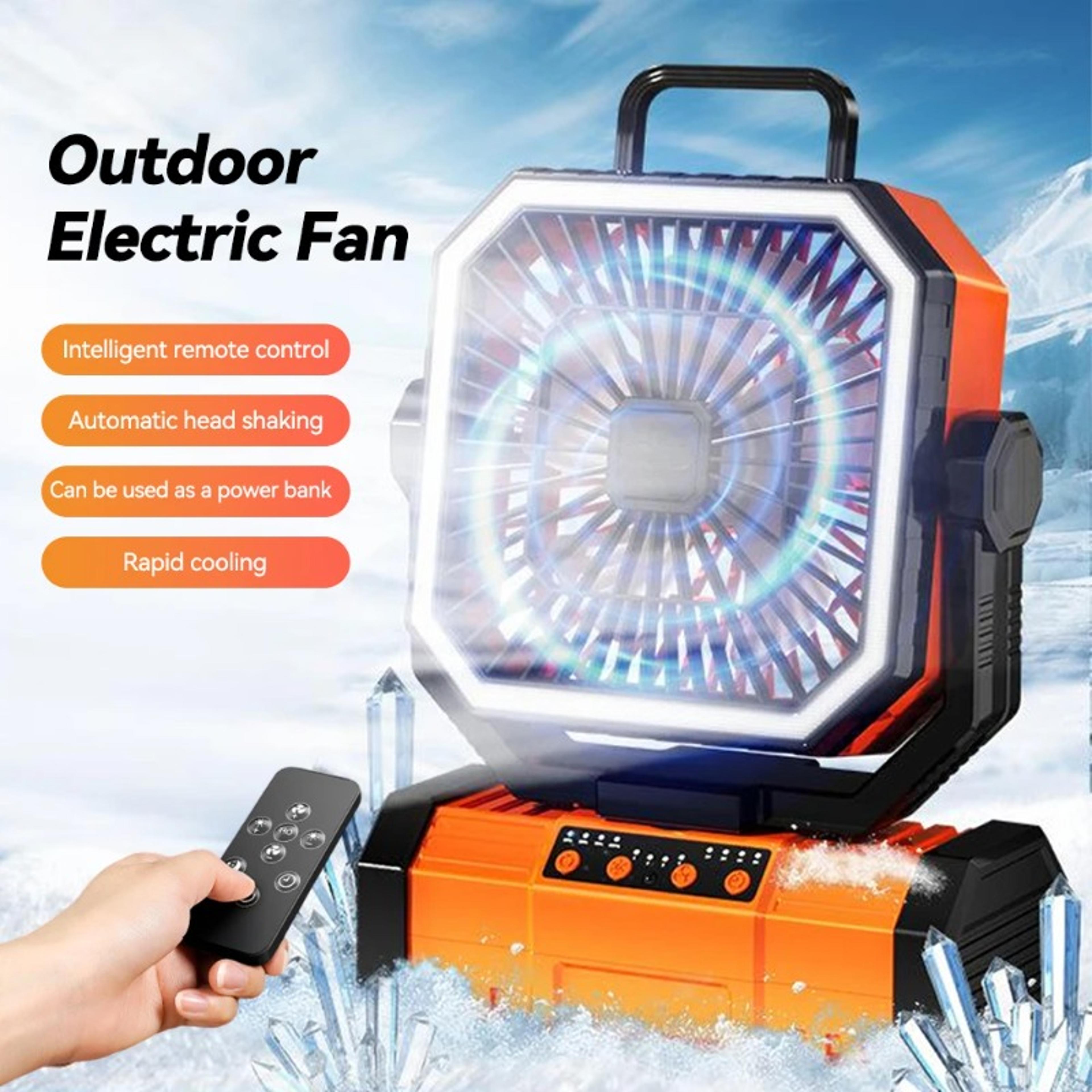 Rechargeable Camping Fan With LED Light Remote Control  Tent Ceiling Hook 2