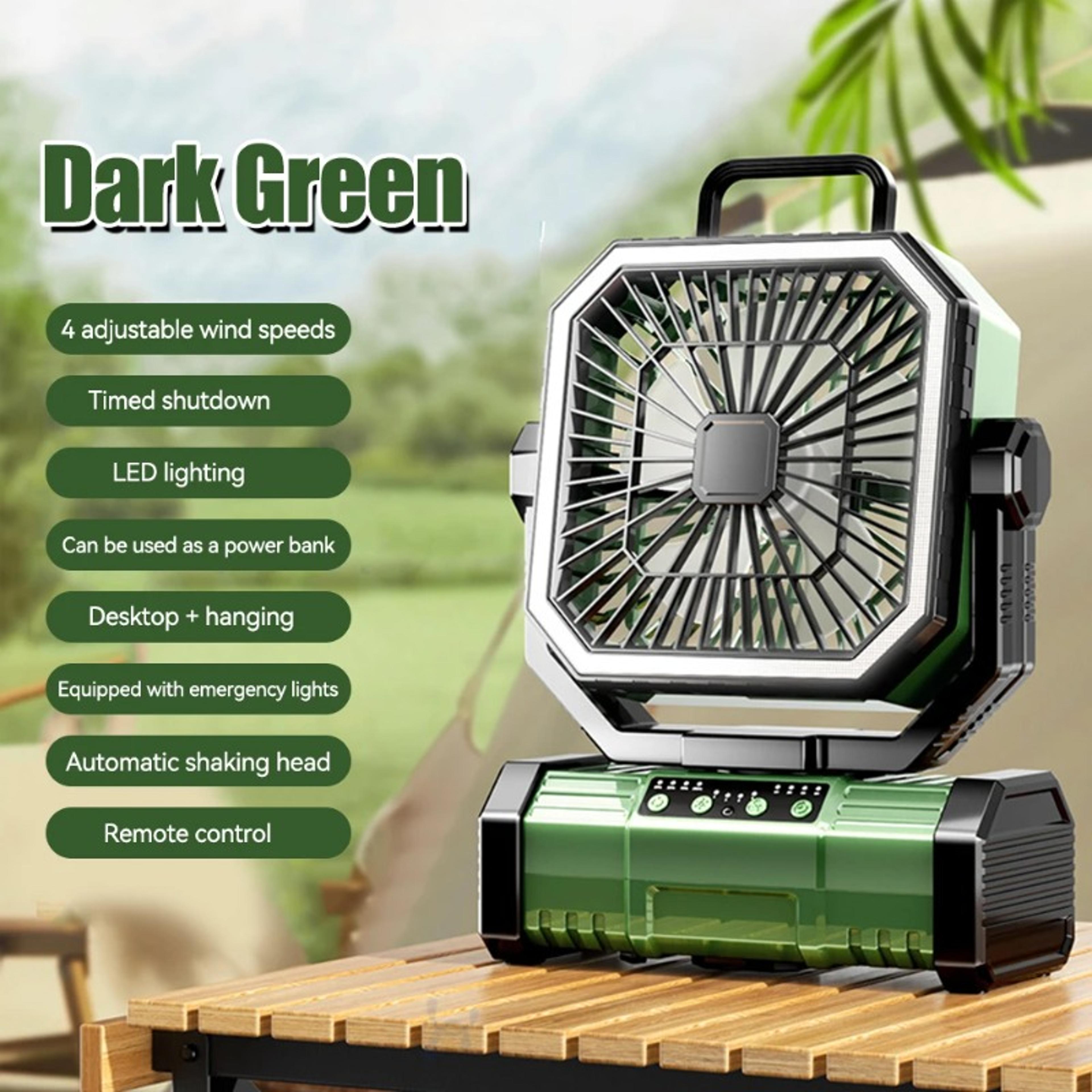 Rechargeable Camping Fan With LED Light Remote Control  Tent Ceiling Hook 7