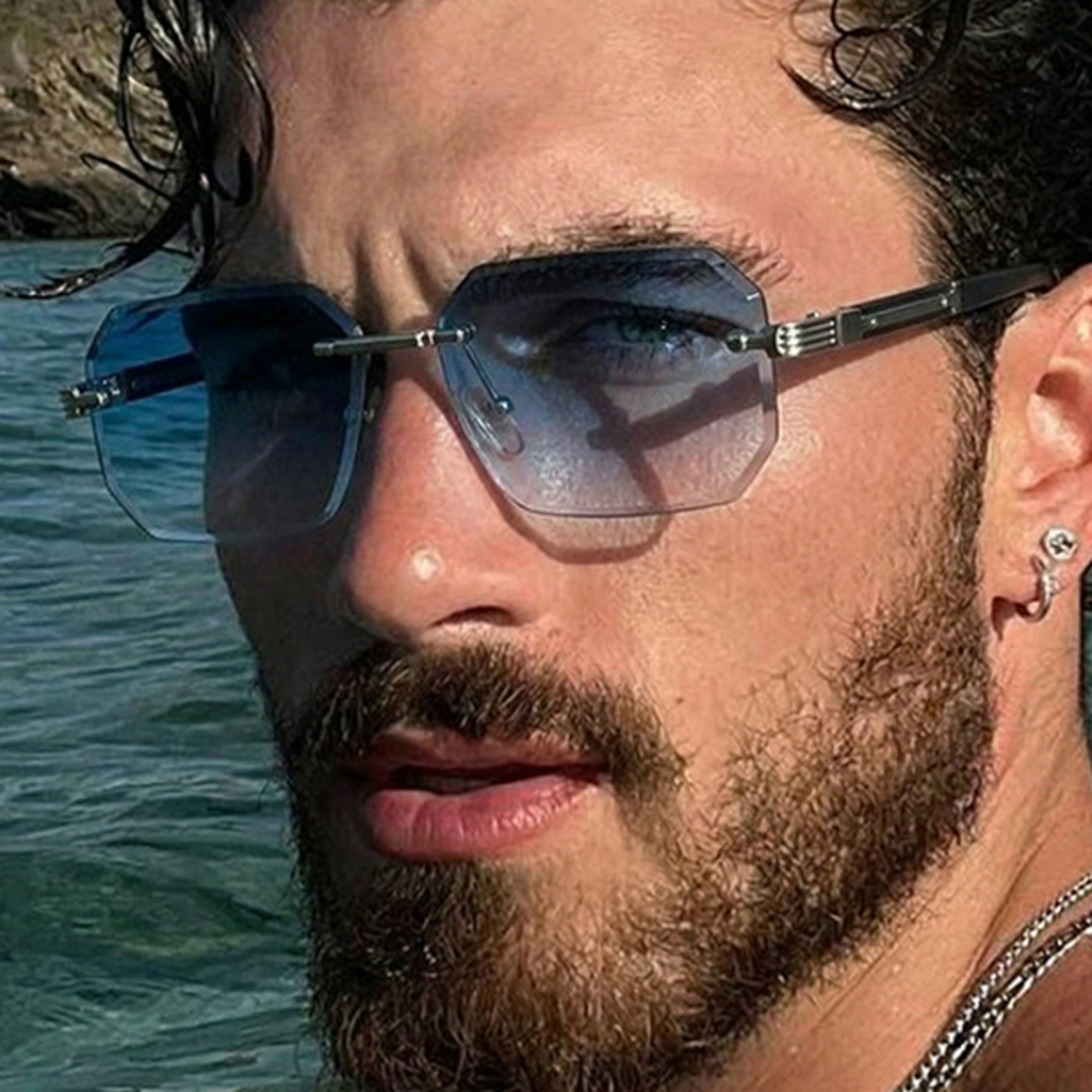 urban edge rimless rectangle sunglasses for men vintage retro driving shades