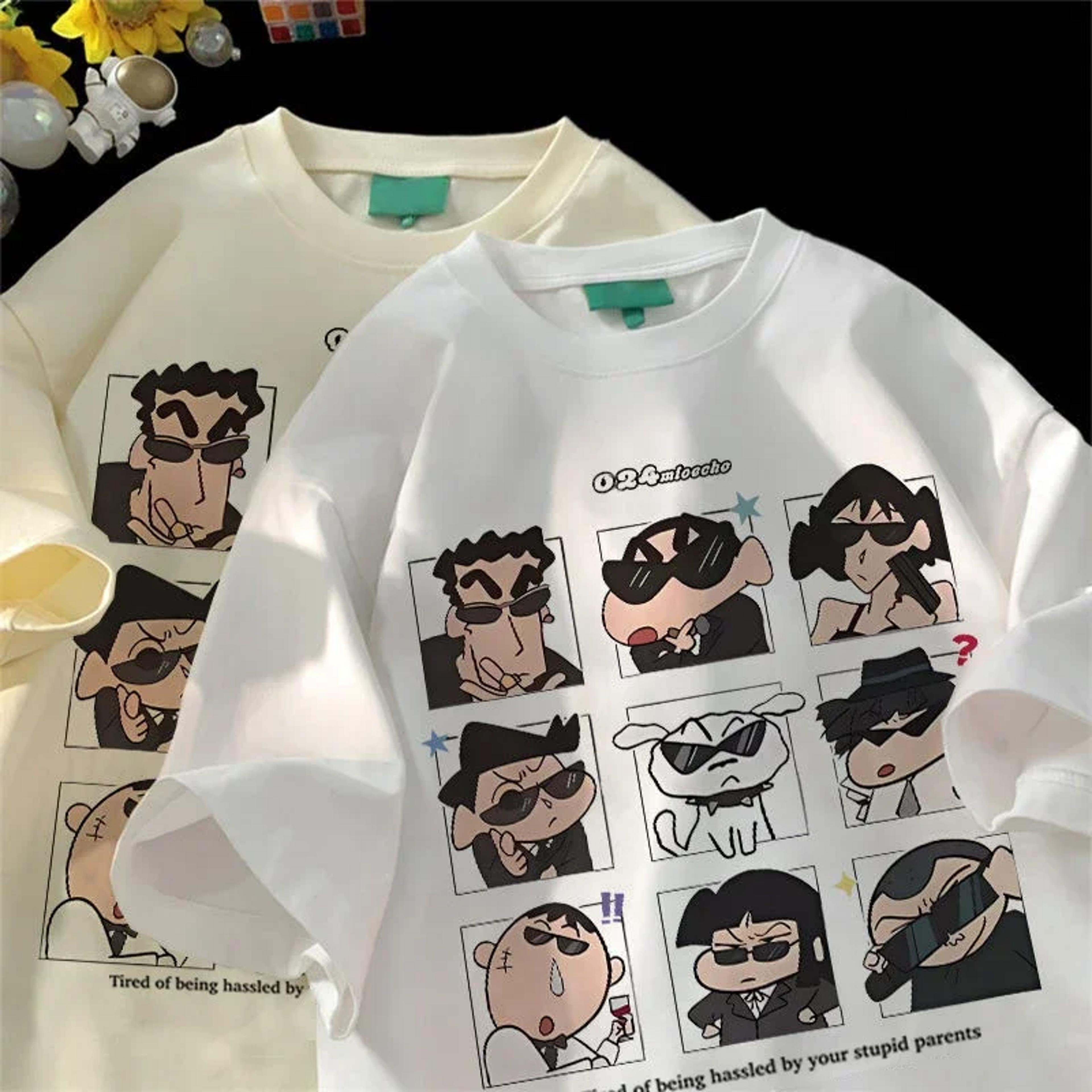 shin chan vintage cotton graphic tee unisex cartoon streetwear t shirt