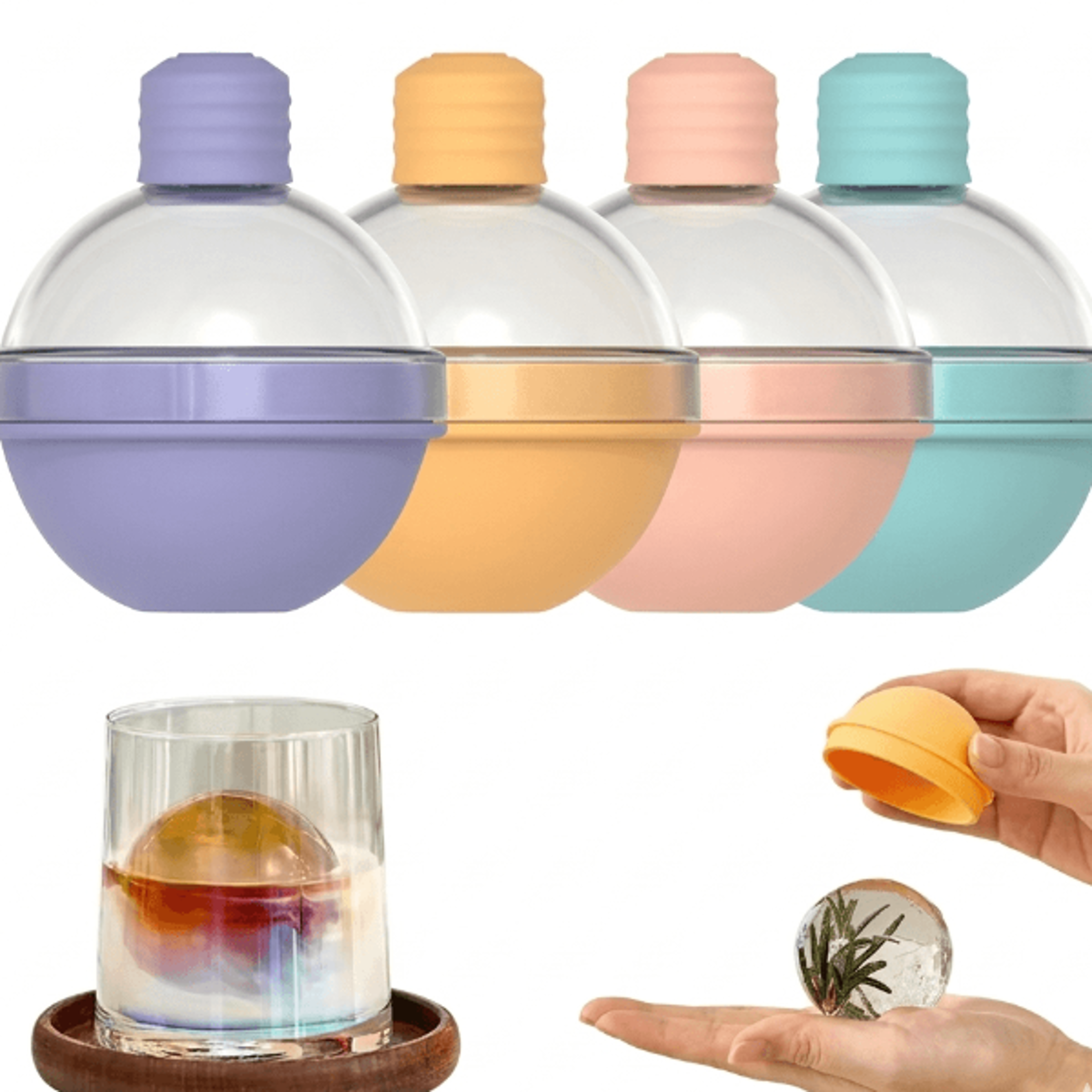crystal chill whiskey ice ball maker tray set for cocktails, chocolate & drinks