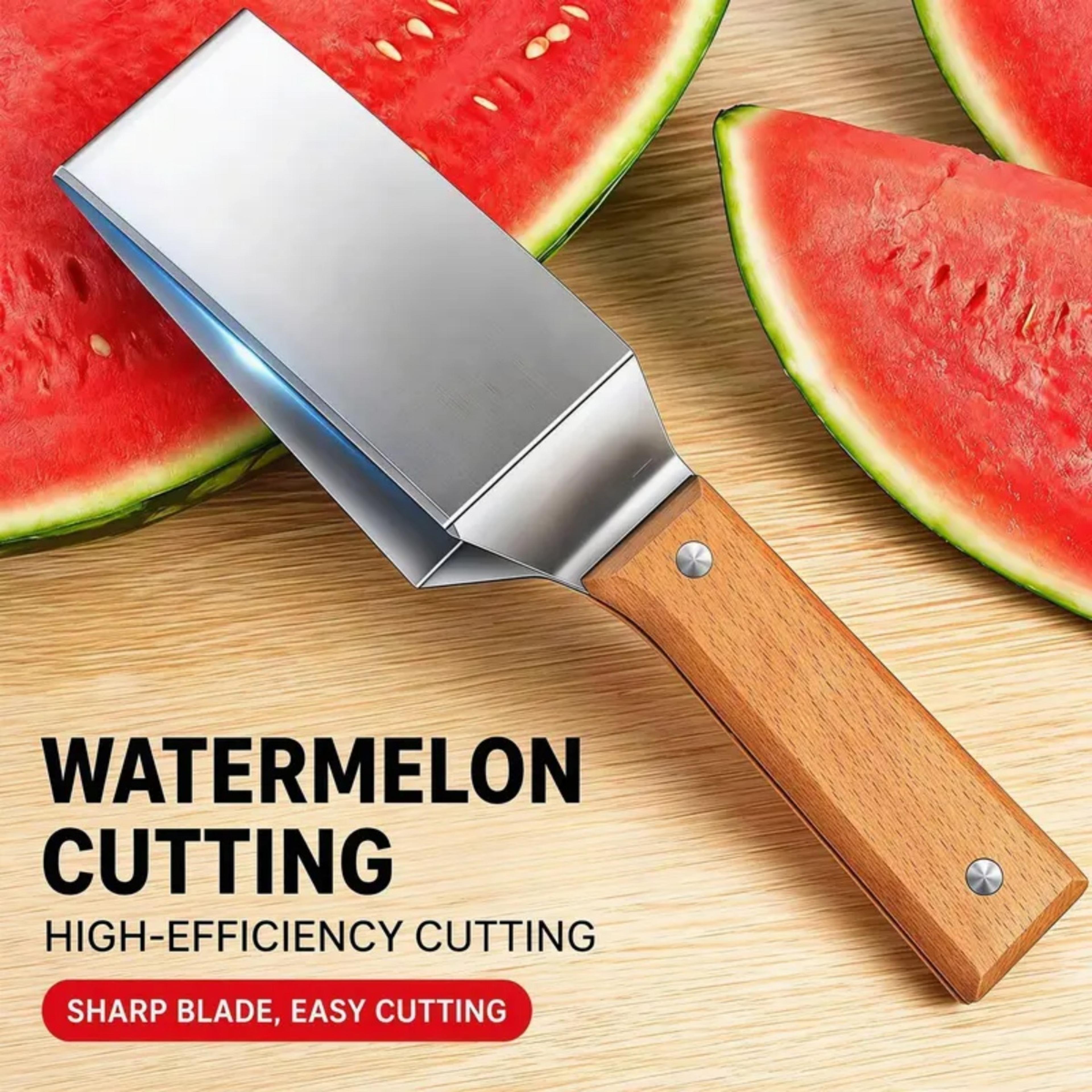 SliceMaster Stainless Steel Watermelon Cutter  Melon Slicer With Ergonomic Wooden Handle 1