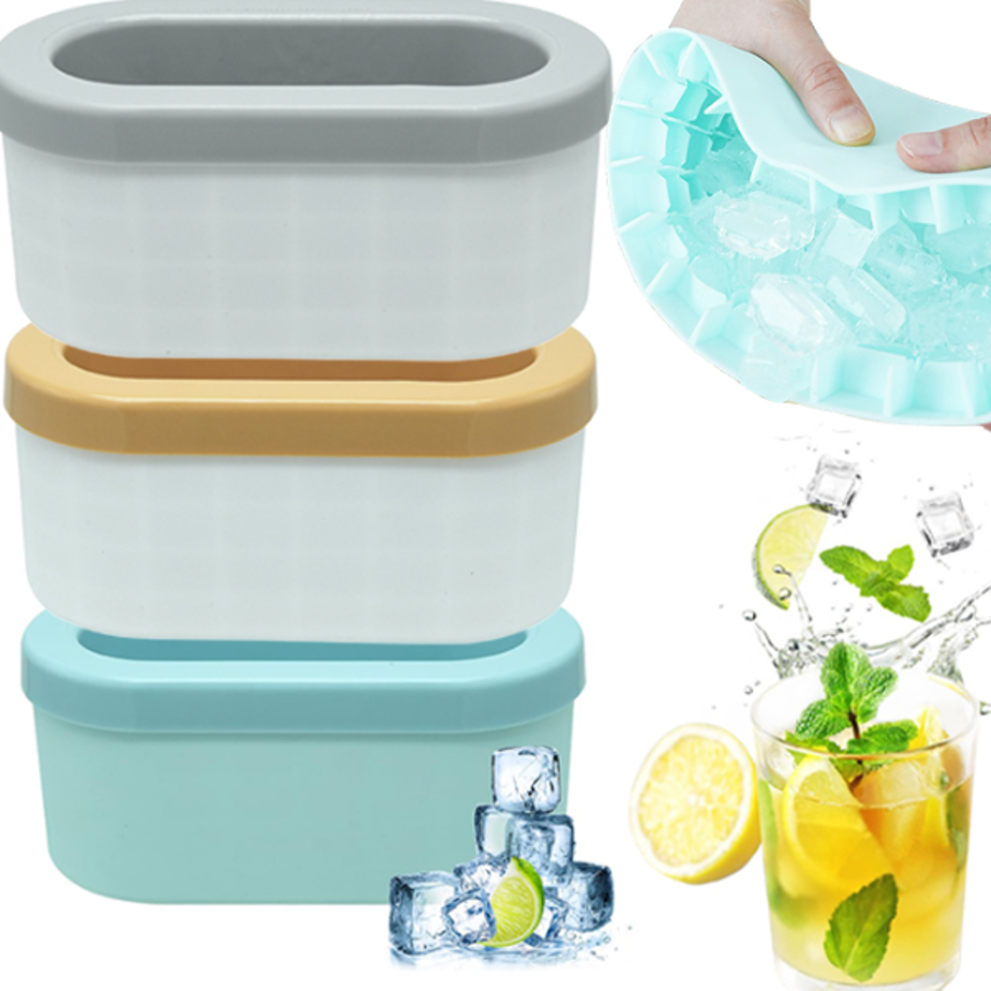 portable silicone ice bucket & round ice cube mold for wine ice cooler home bar ice maker
