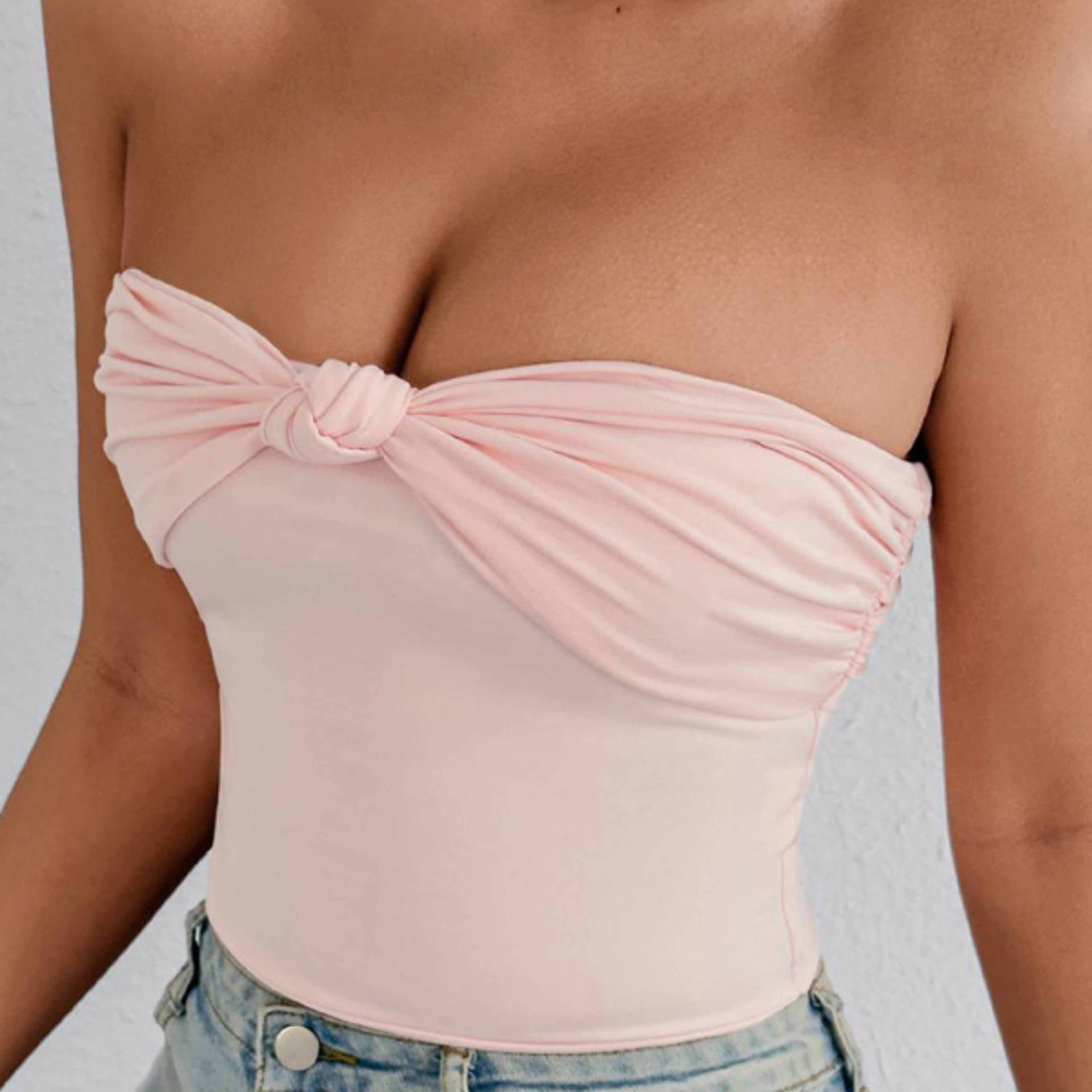 women strapless bandeau push up tube top off shoulder summer club crop top