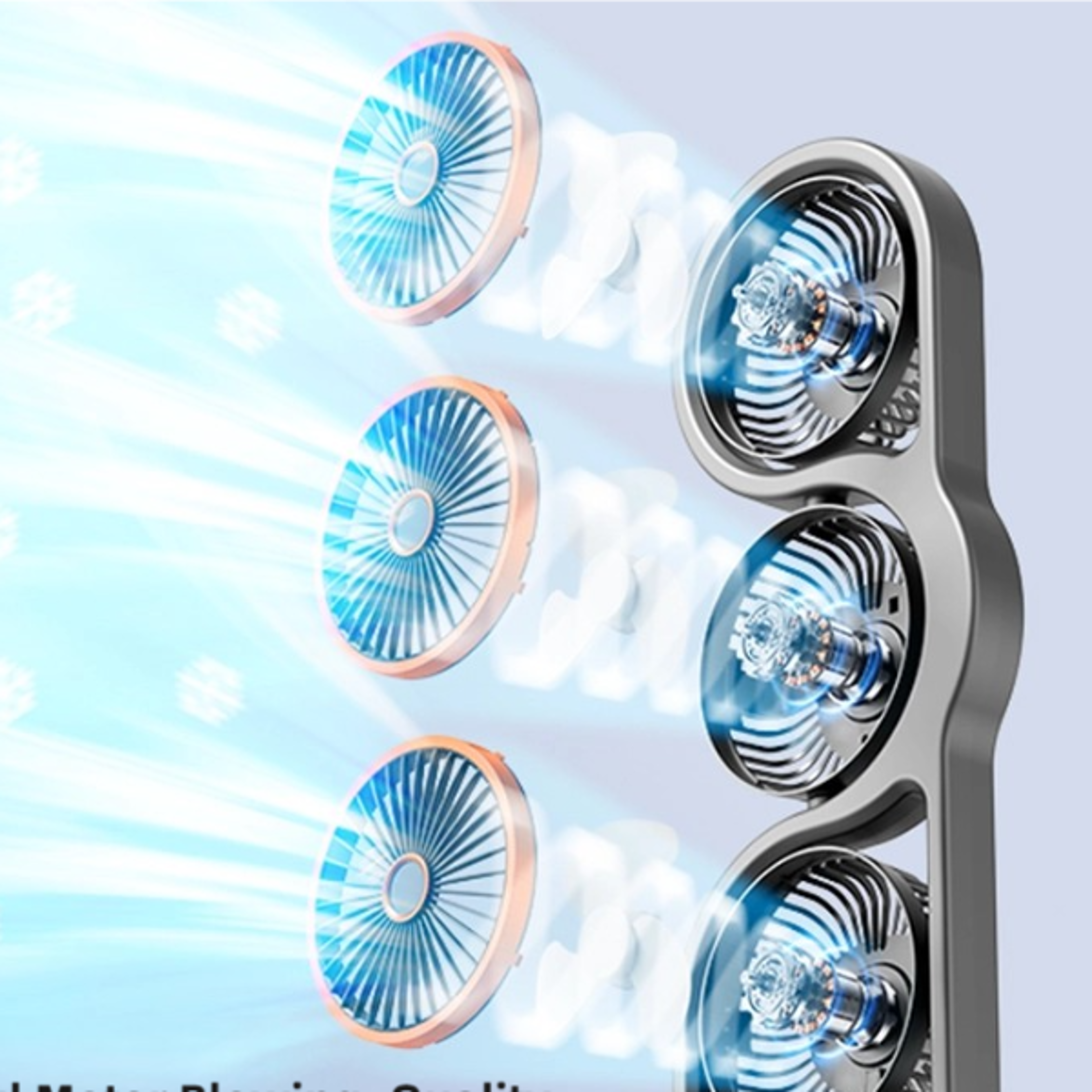 usb rechargeable portable desk fan with triple heads & speed cooling