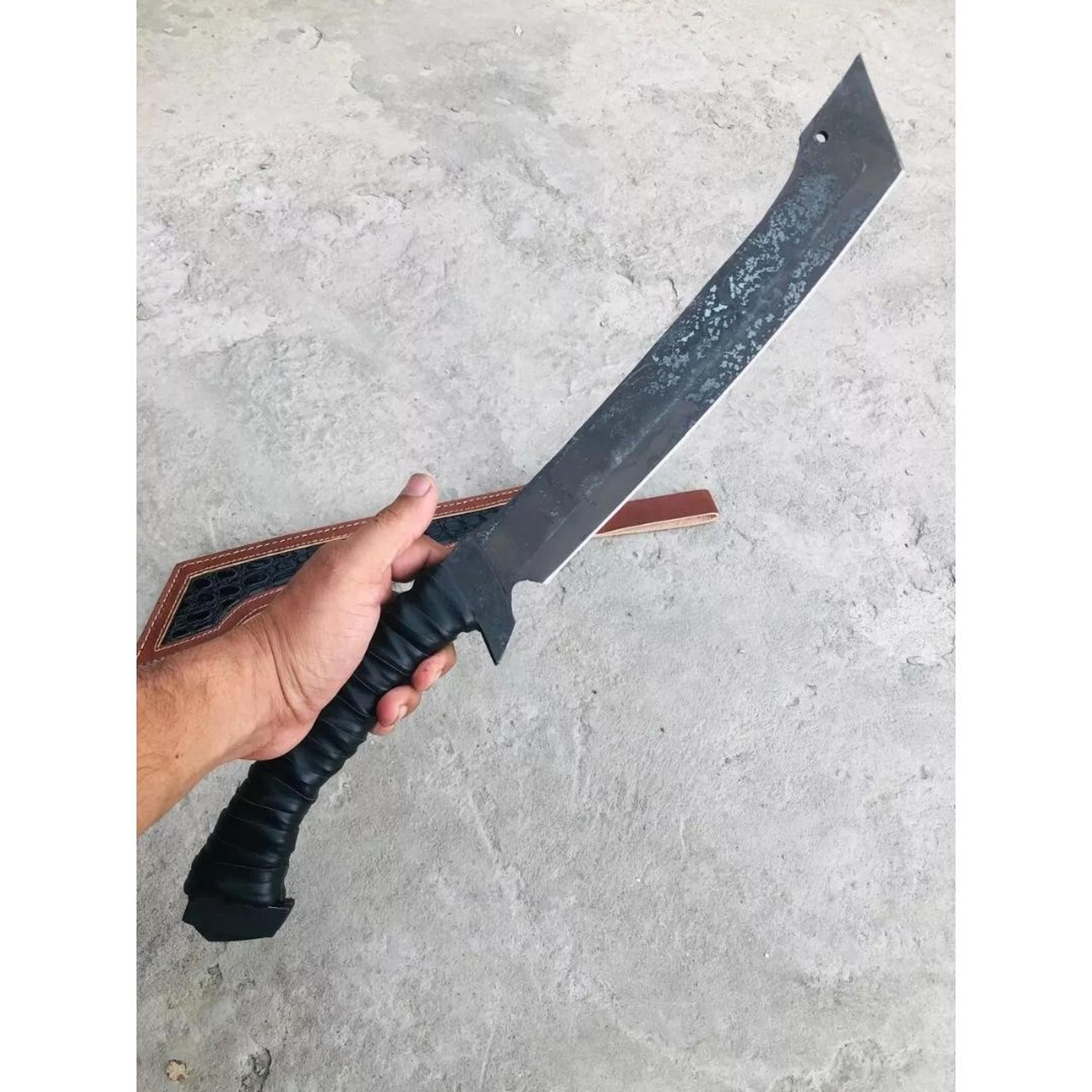 Oil Quenched Carbon Steel Full Tang Machete Knife Custom Handmade Hunting Knife (4).jpg