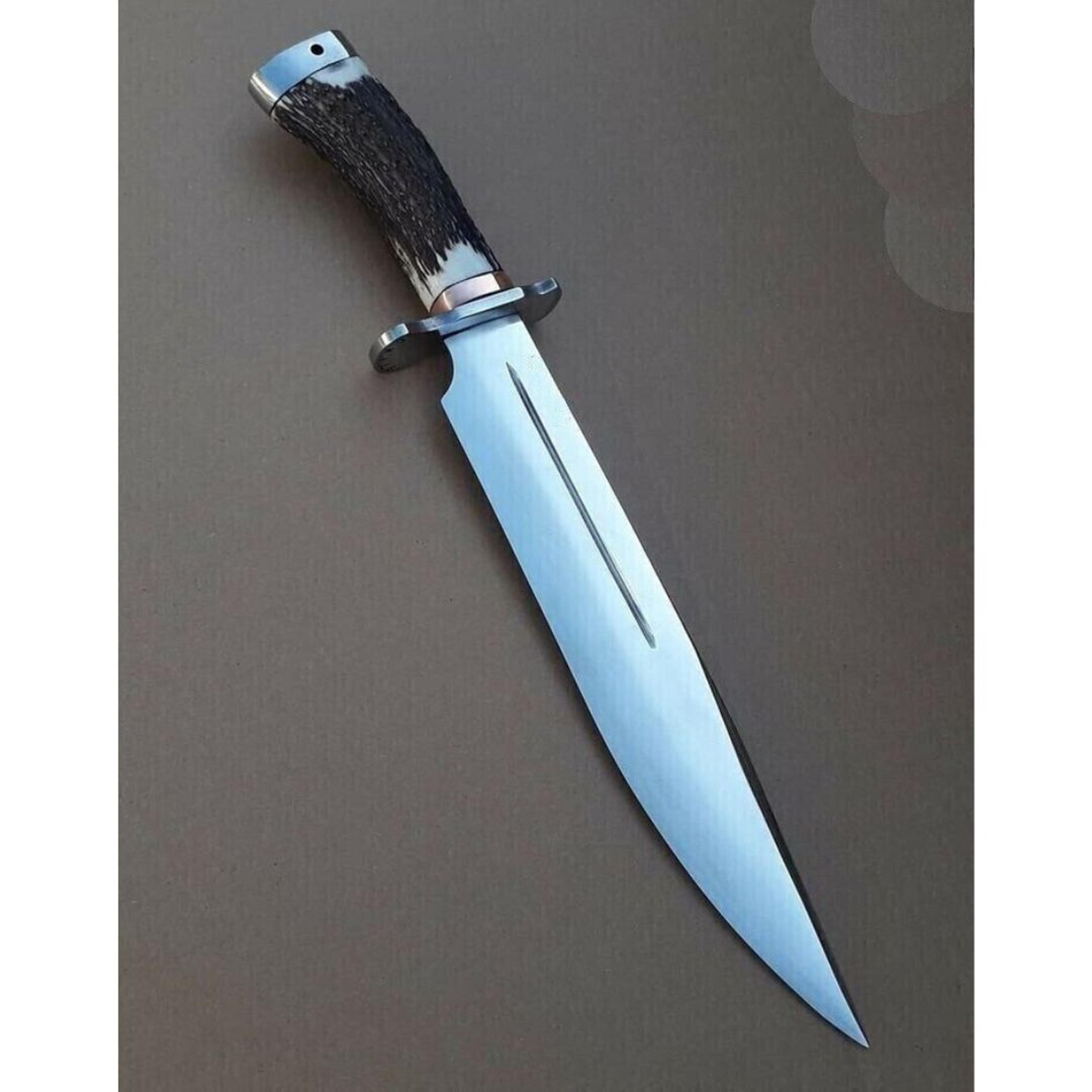 stag antler bowie knife custom handmade bowie d2 tool steel hunting survival new