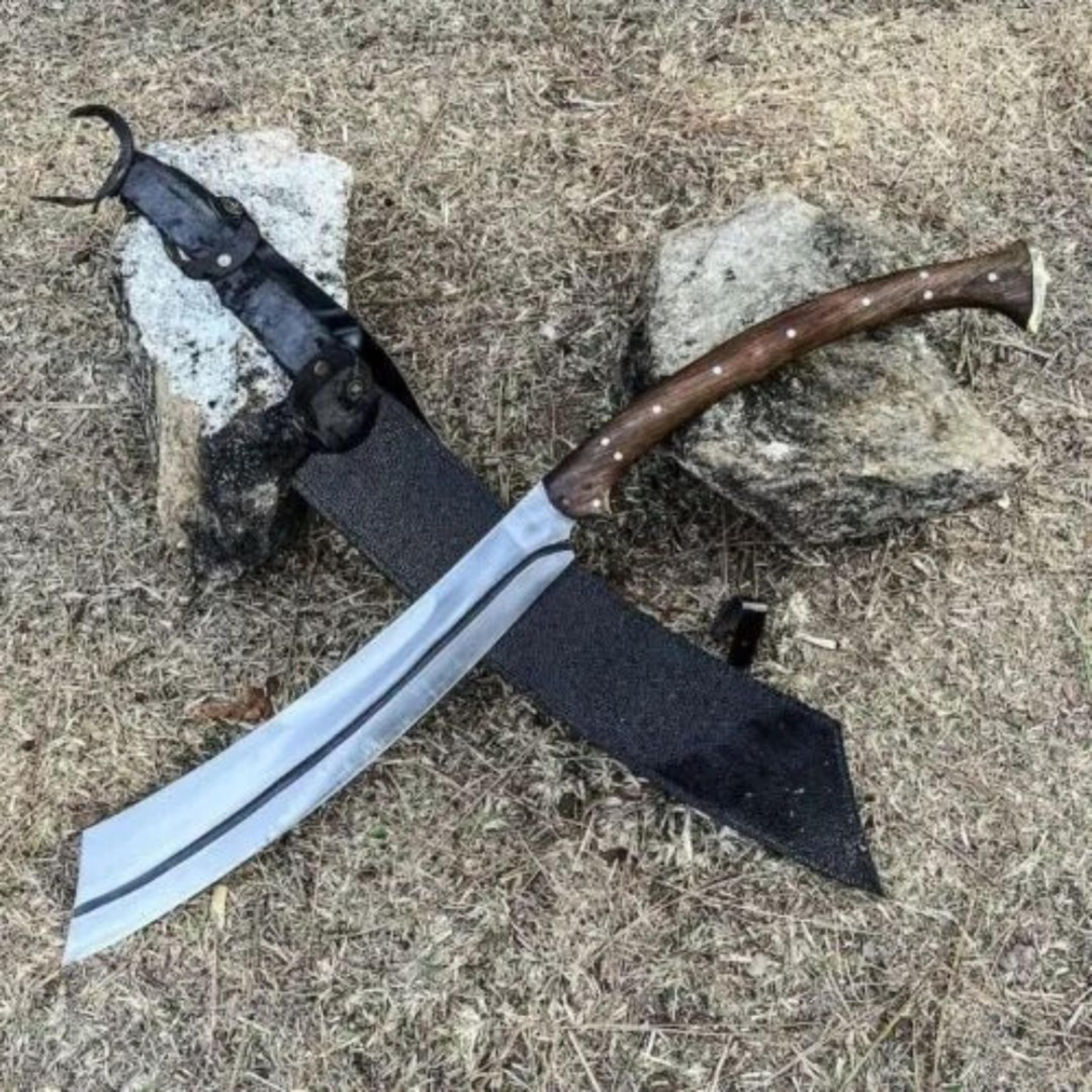 Handmade Carbon Steel Sword Hunting Survival Sword Full Tang Camping Machete Too (4).jpg