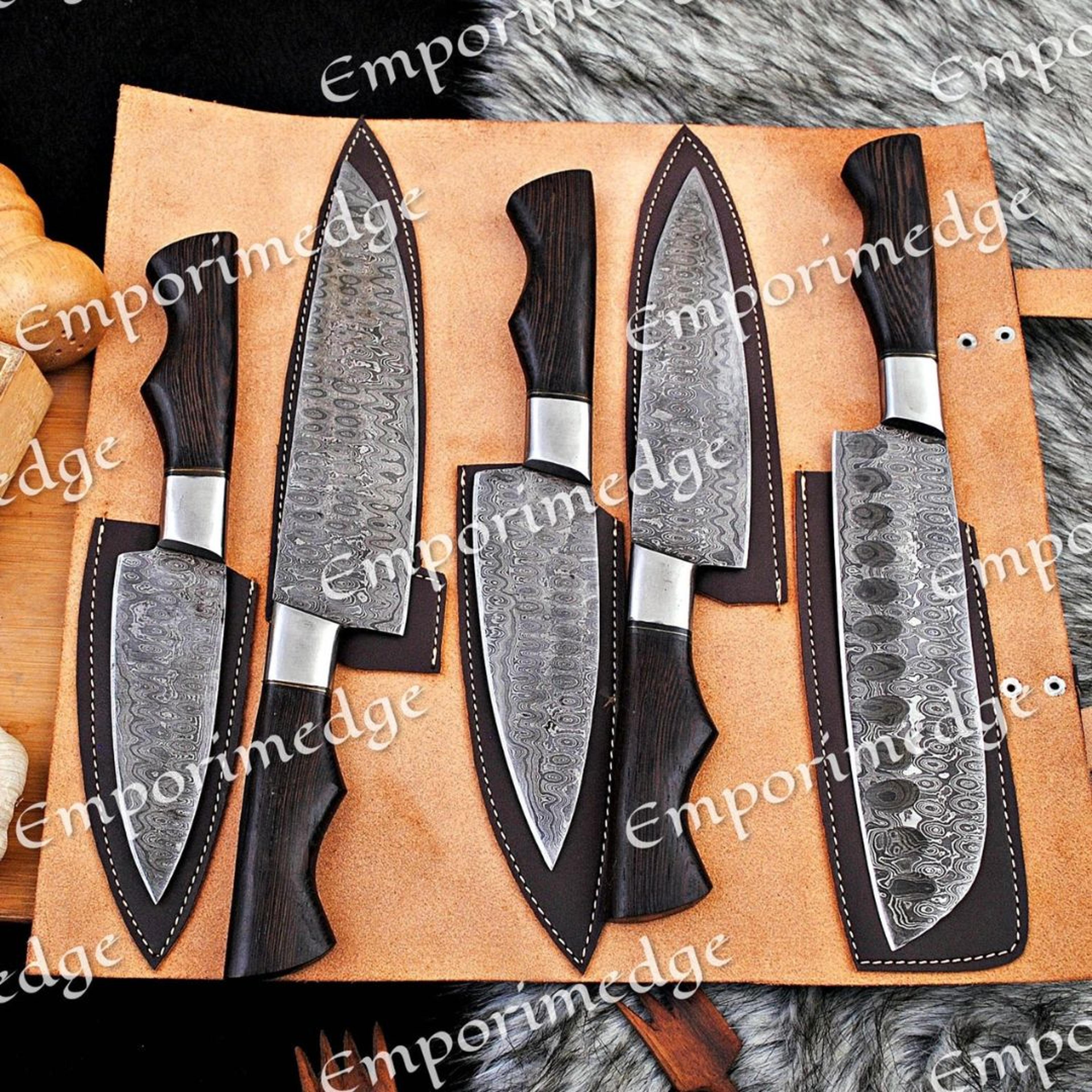 custom handmade damascus steel knife set forged light weight chef knife set new