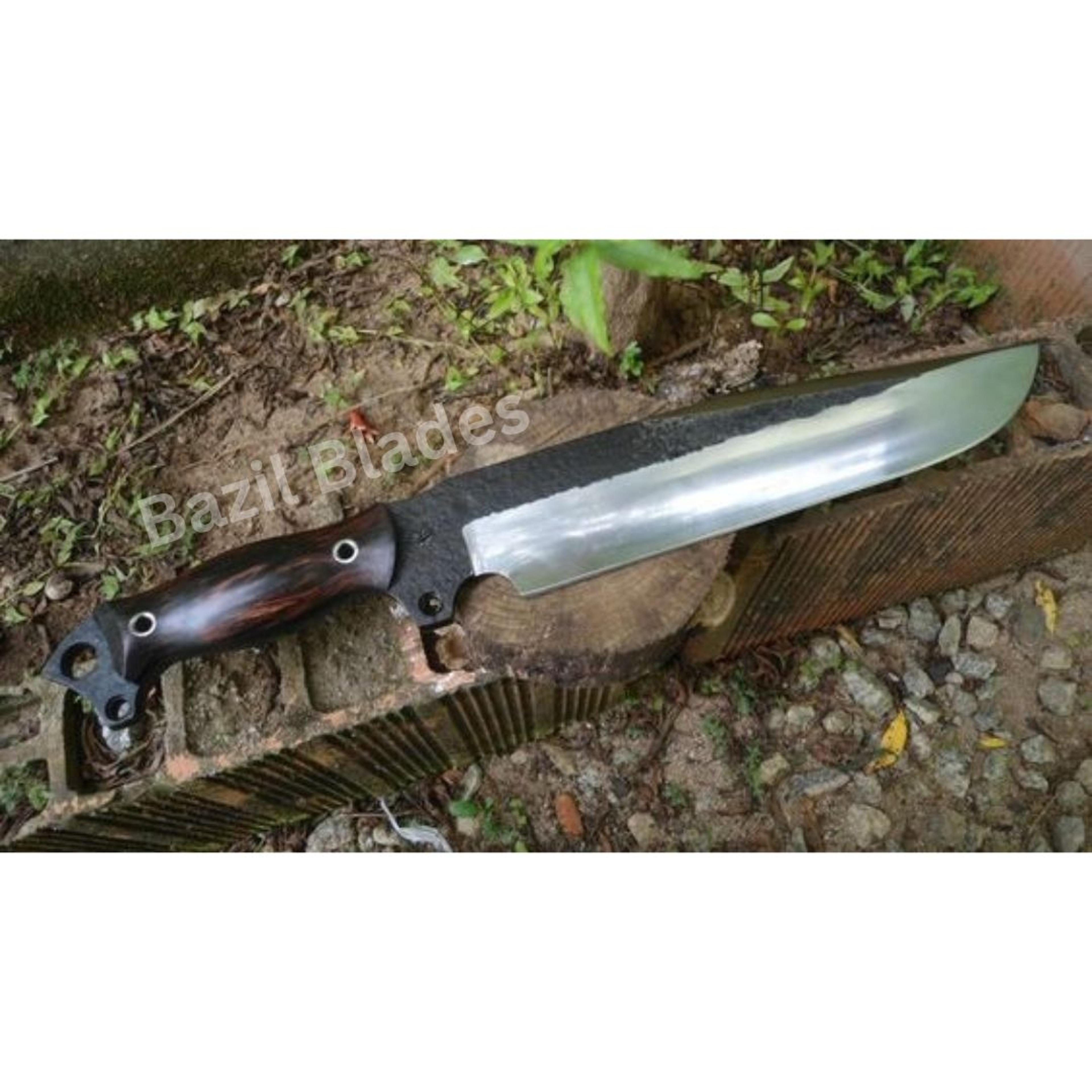 full tang custom bowie knife 1095 c steel hunting knife with wrist thong hole