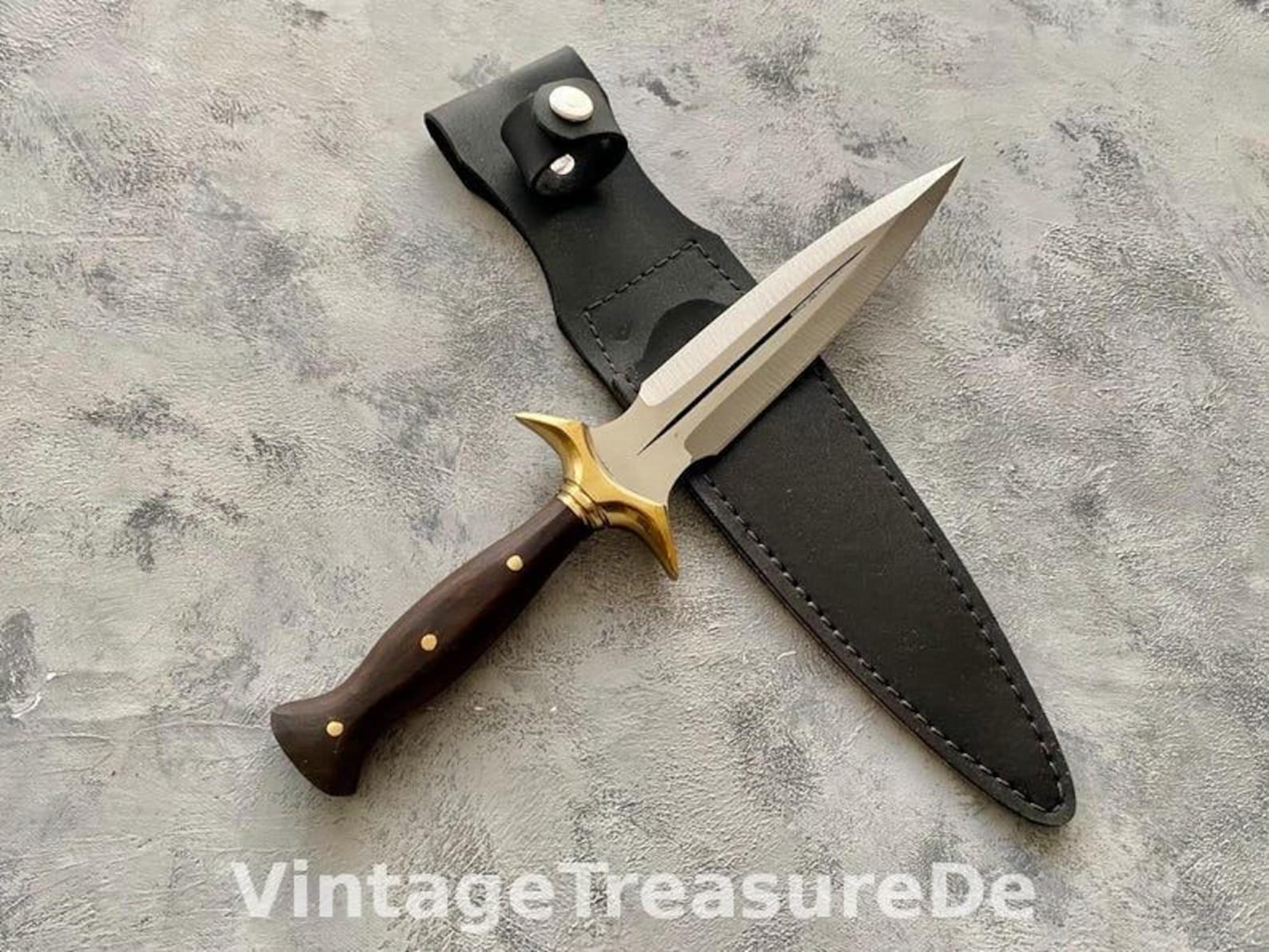 Handcrafted DoubleEdged Dagger With Brass Guard Wooden Handle And Leather Sheath  Unique Gift 9