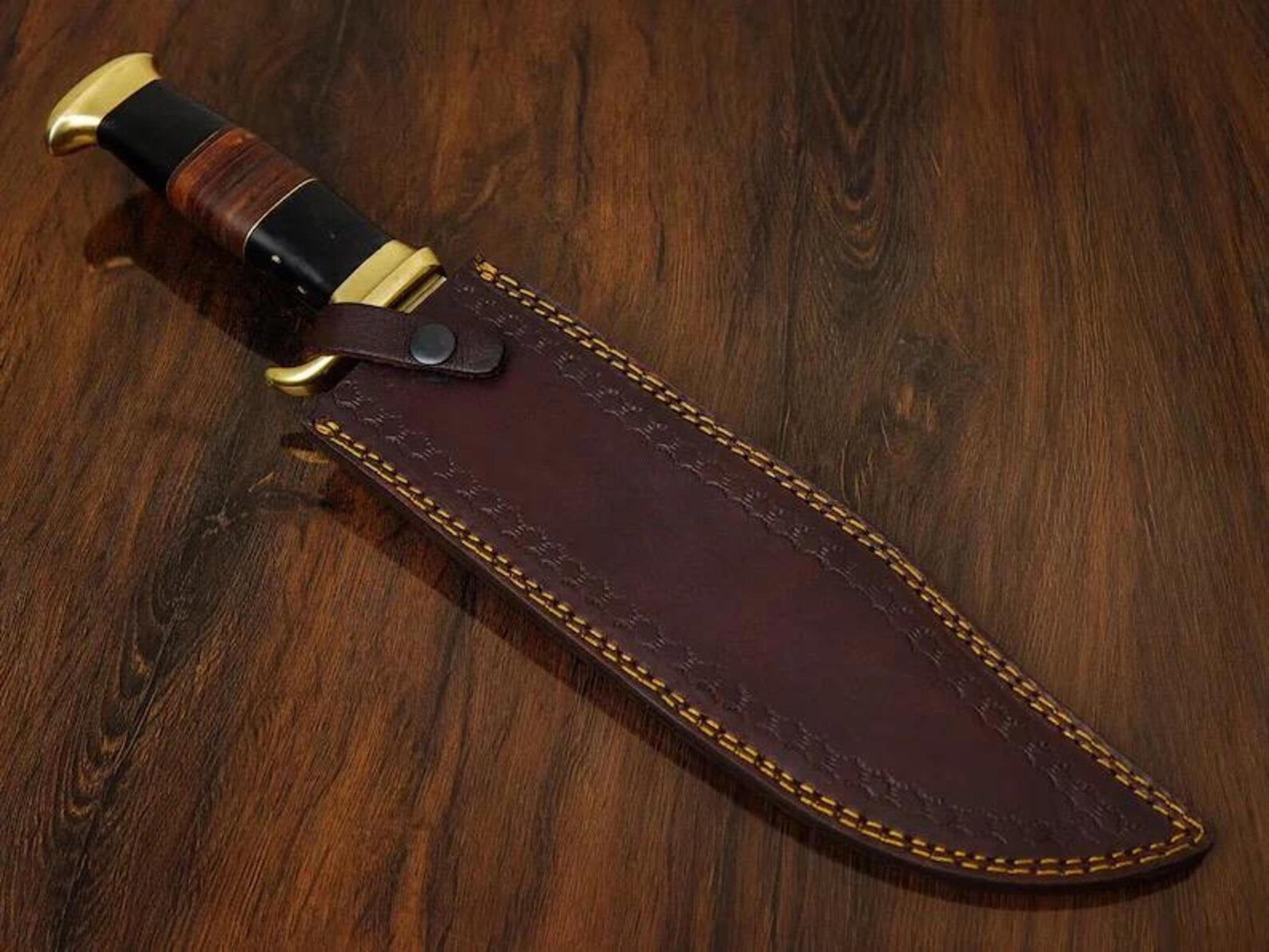 Handcrafted Bowie Knife With Leather Sheath  Full Tang Hunting Knife  Custom Fixed Blade Surv 4