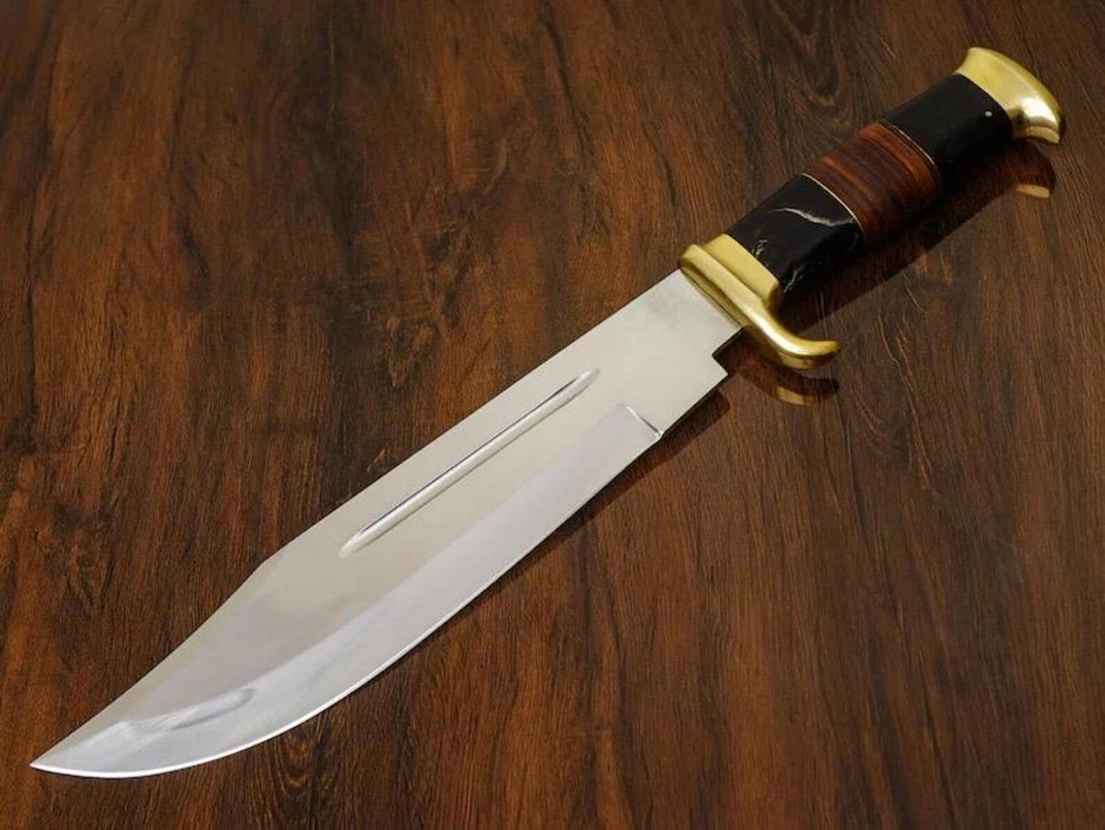 Handcrafted Bowie Knife With Leather Sheath  Full Tang Hunting Knife  Custom Fixed Blade Surv 7