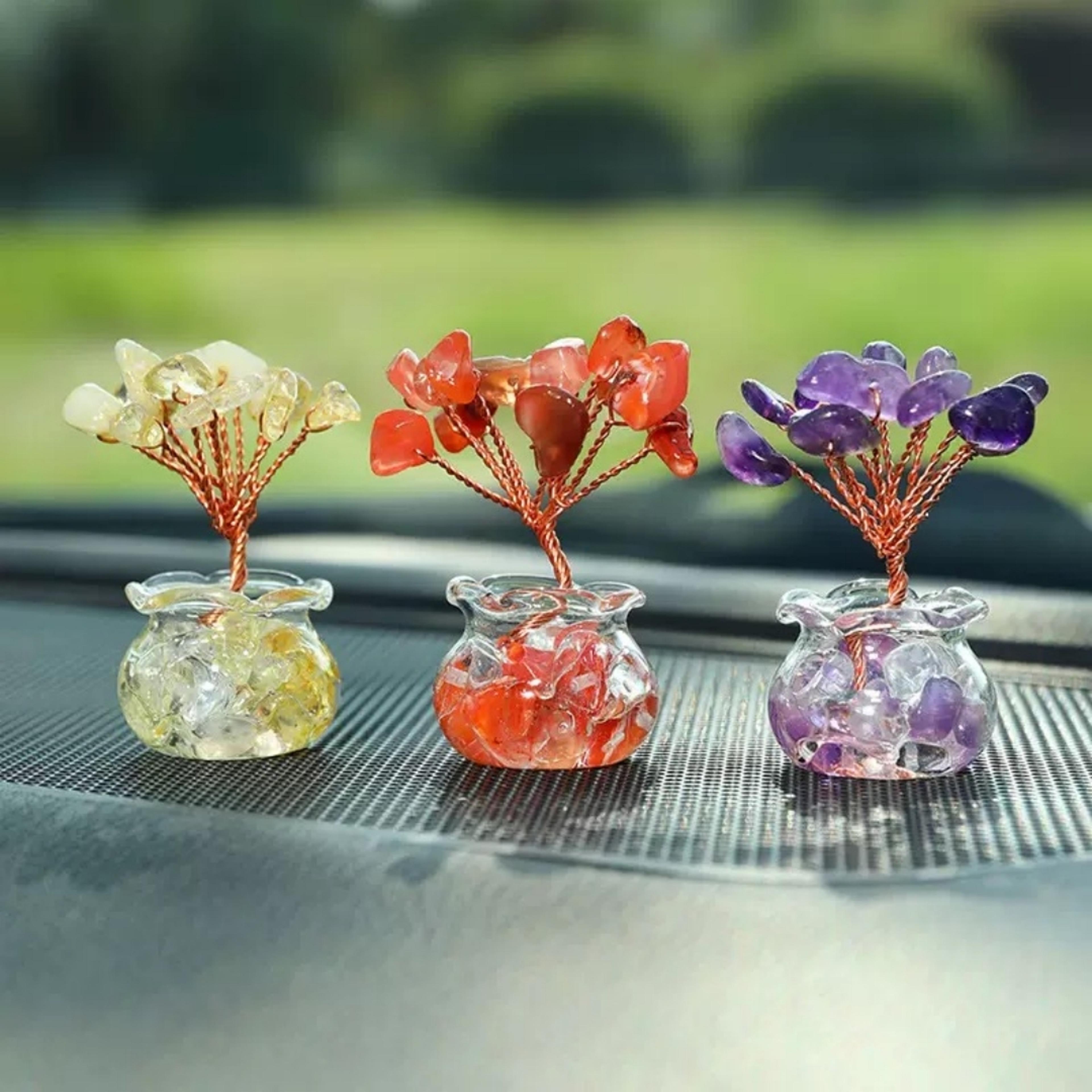 mini crystal tree, high quality mini gravel flowerpot, resin crystal decoration