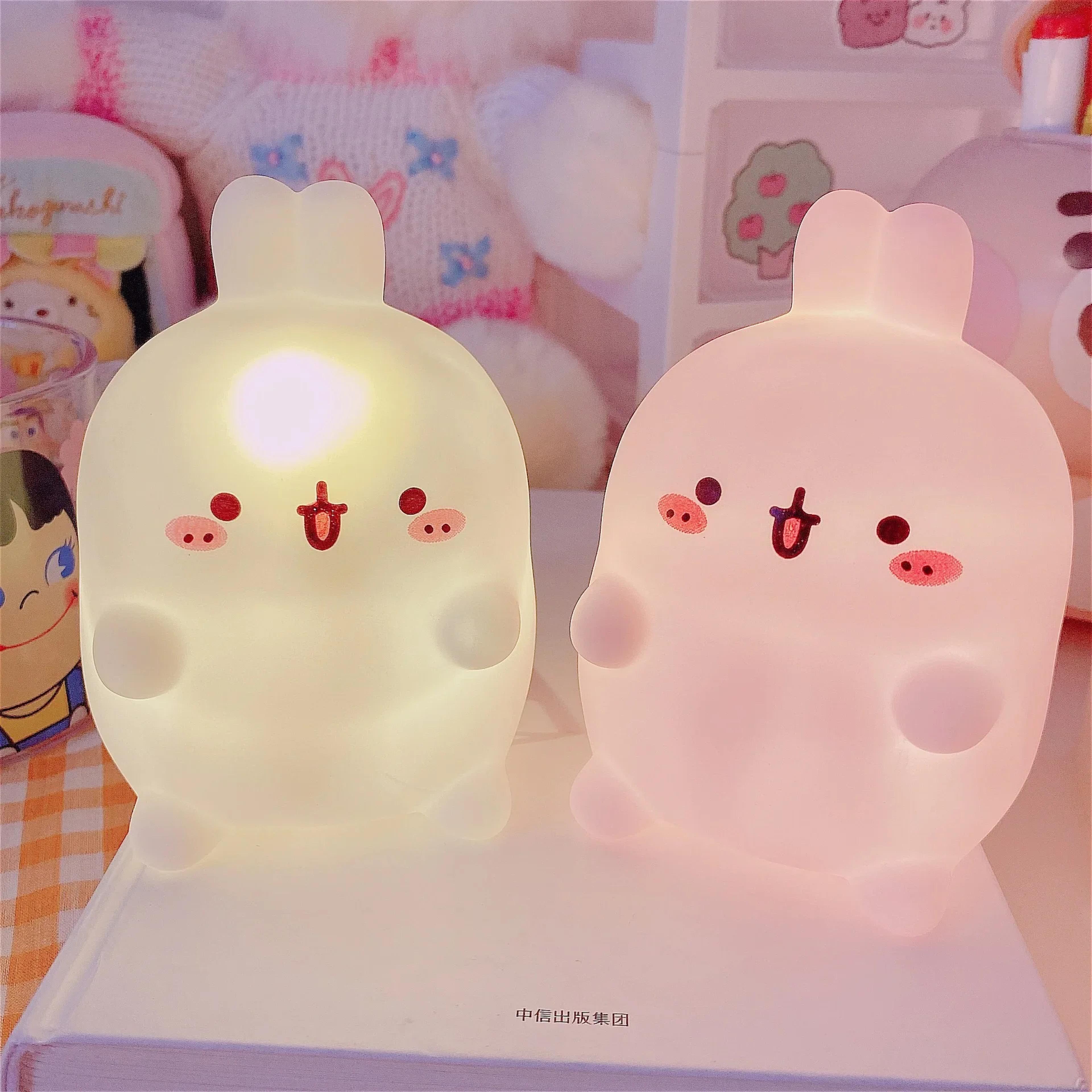 creative atmosphere rabbit night light bedhead bedroom led small table light non plug in floor stand