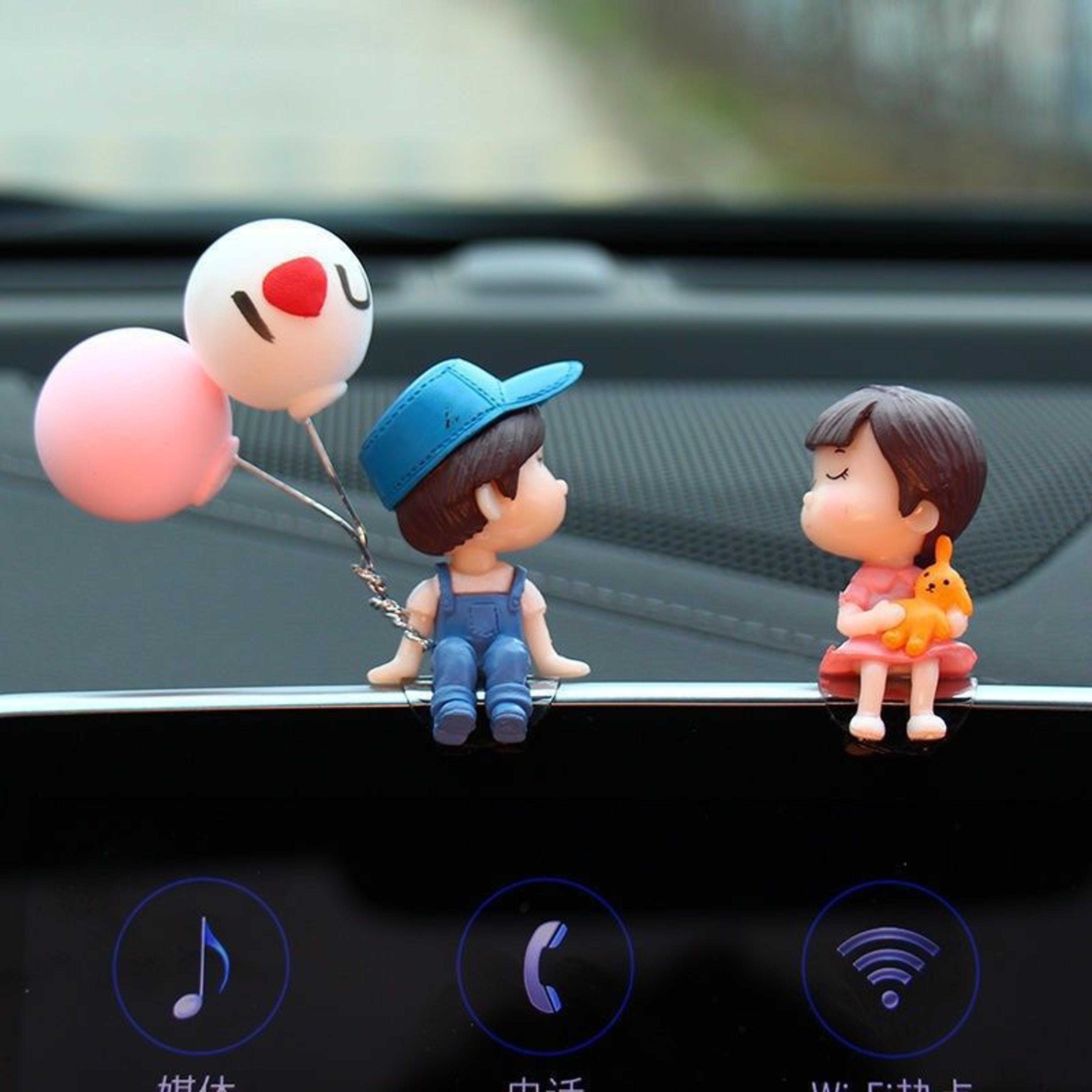 Cute Cartoon Couples Car Figurines Balloon Ornament Dashboard Decoration For Girls Auto Interior Gi 5
