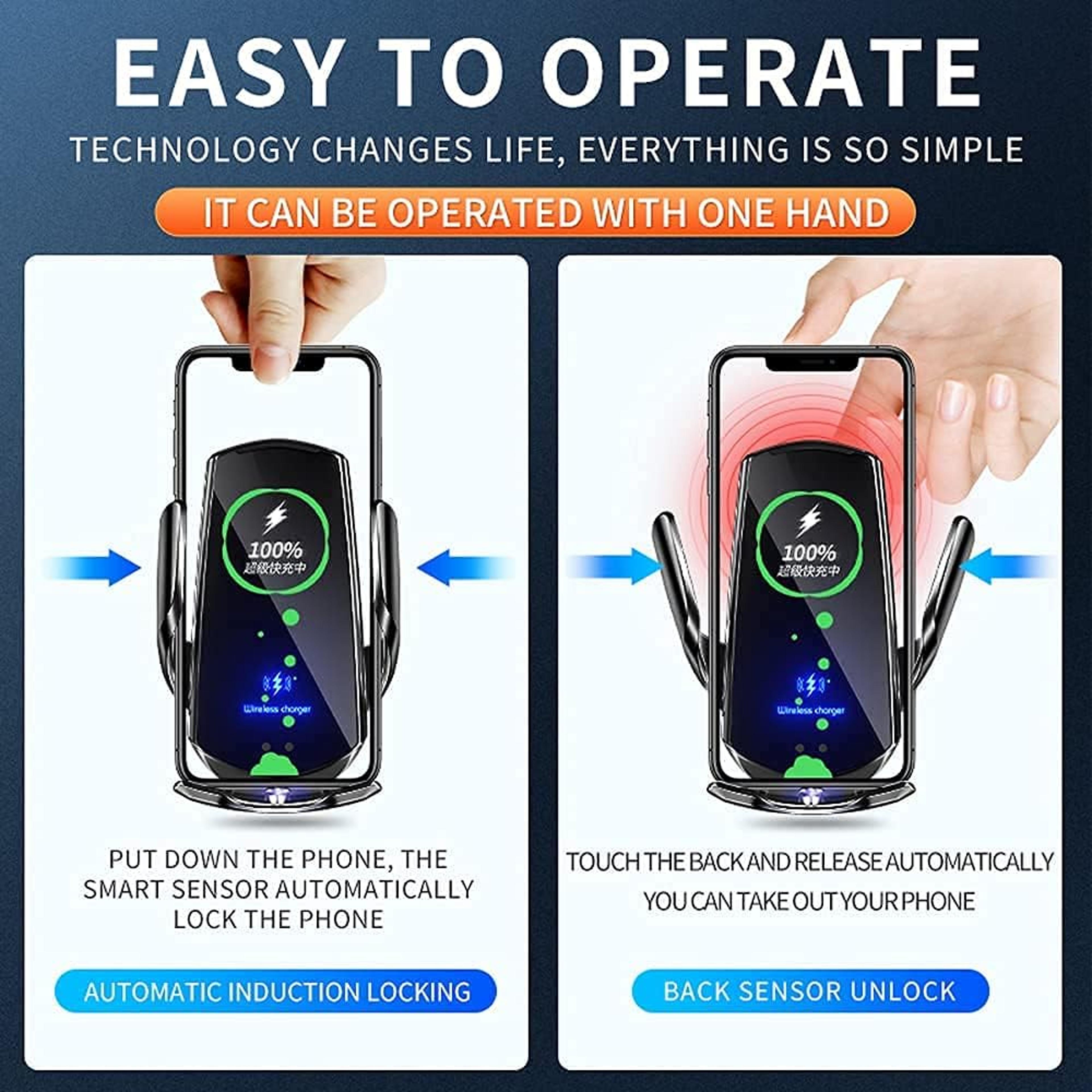 Wireless Car Charger Auto Clamping Phone Mount For IPhone And Qi Enabled Android 1