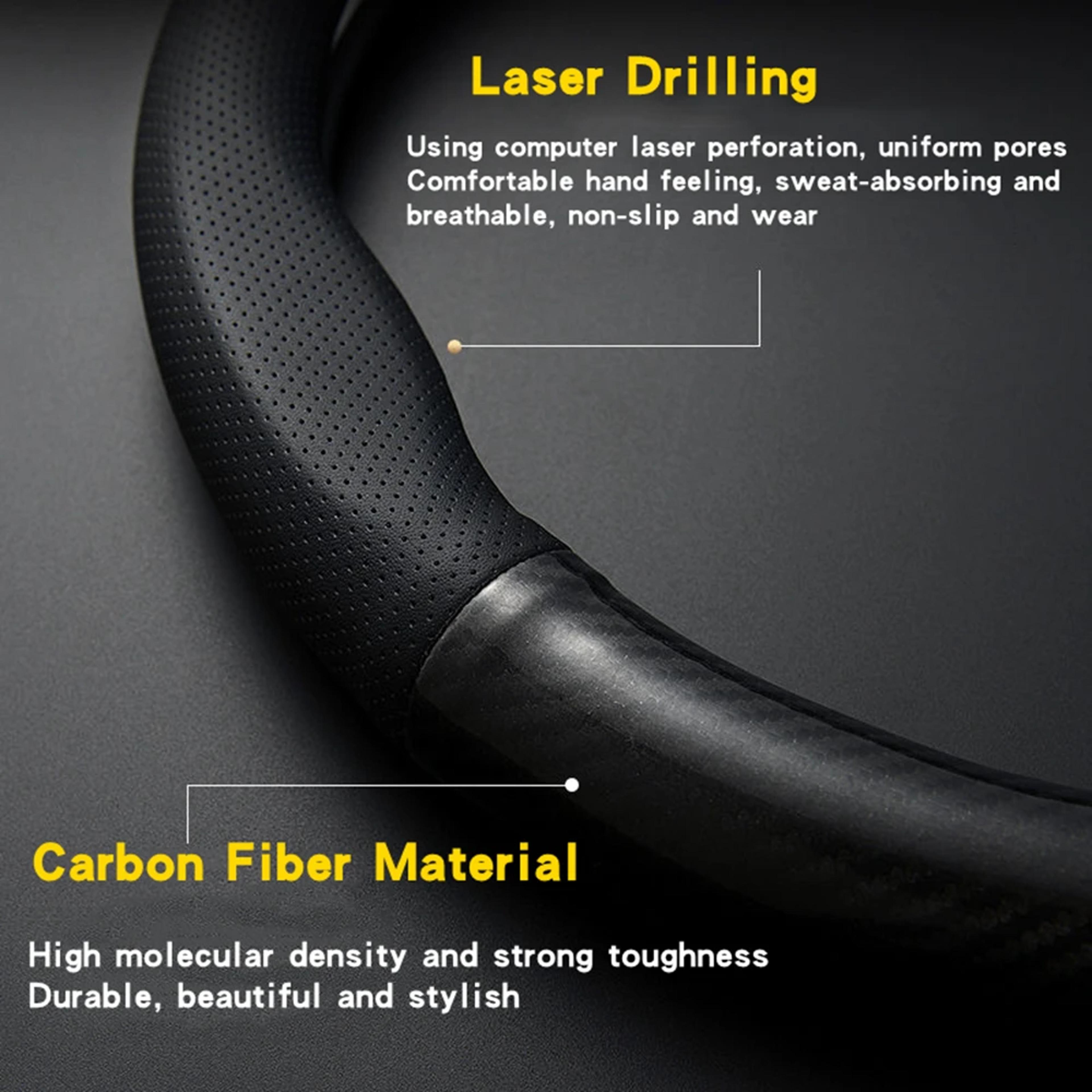 Universal Car Steering Wheel Cover Carbon Fiber Leather Anti Slip Grip For Most Cars 1