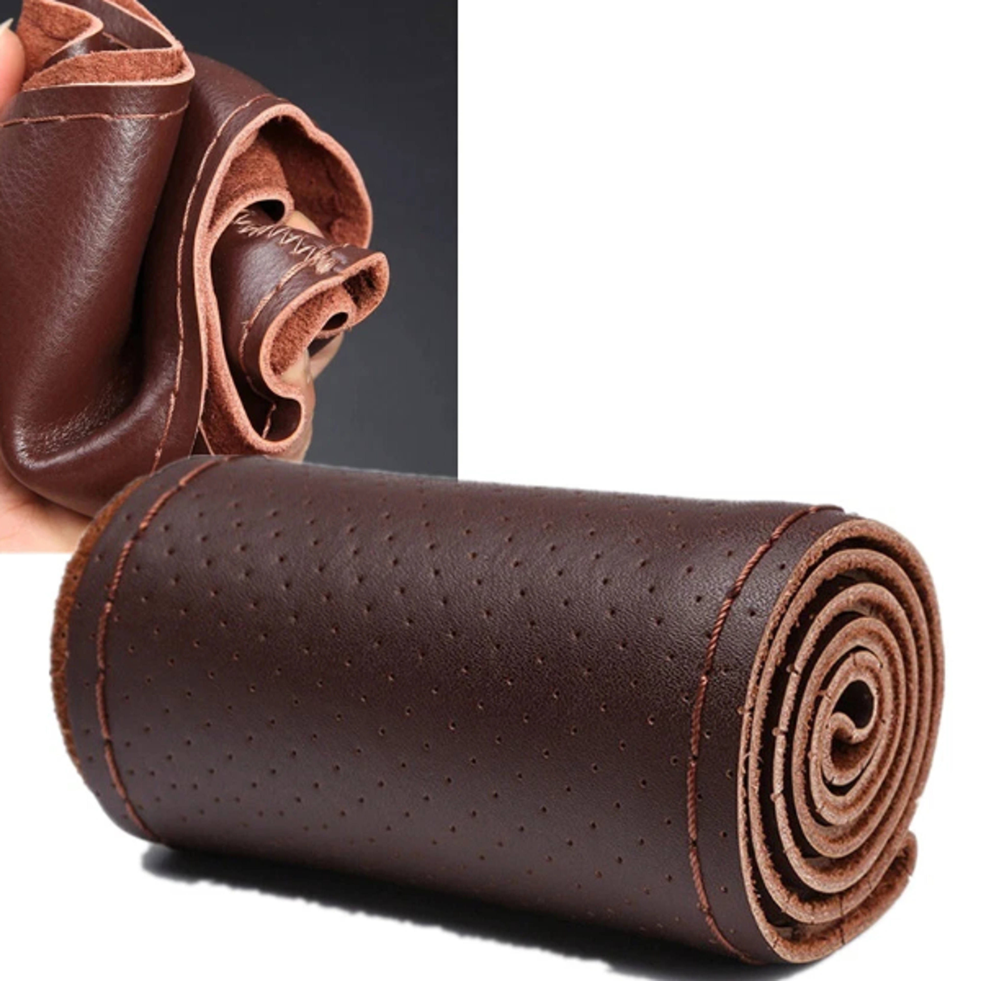 universal genuine leather steering wheel cover hand sewn cowhide wrap for steering wheels