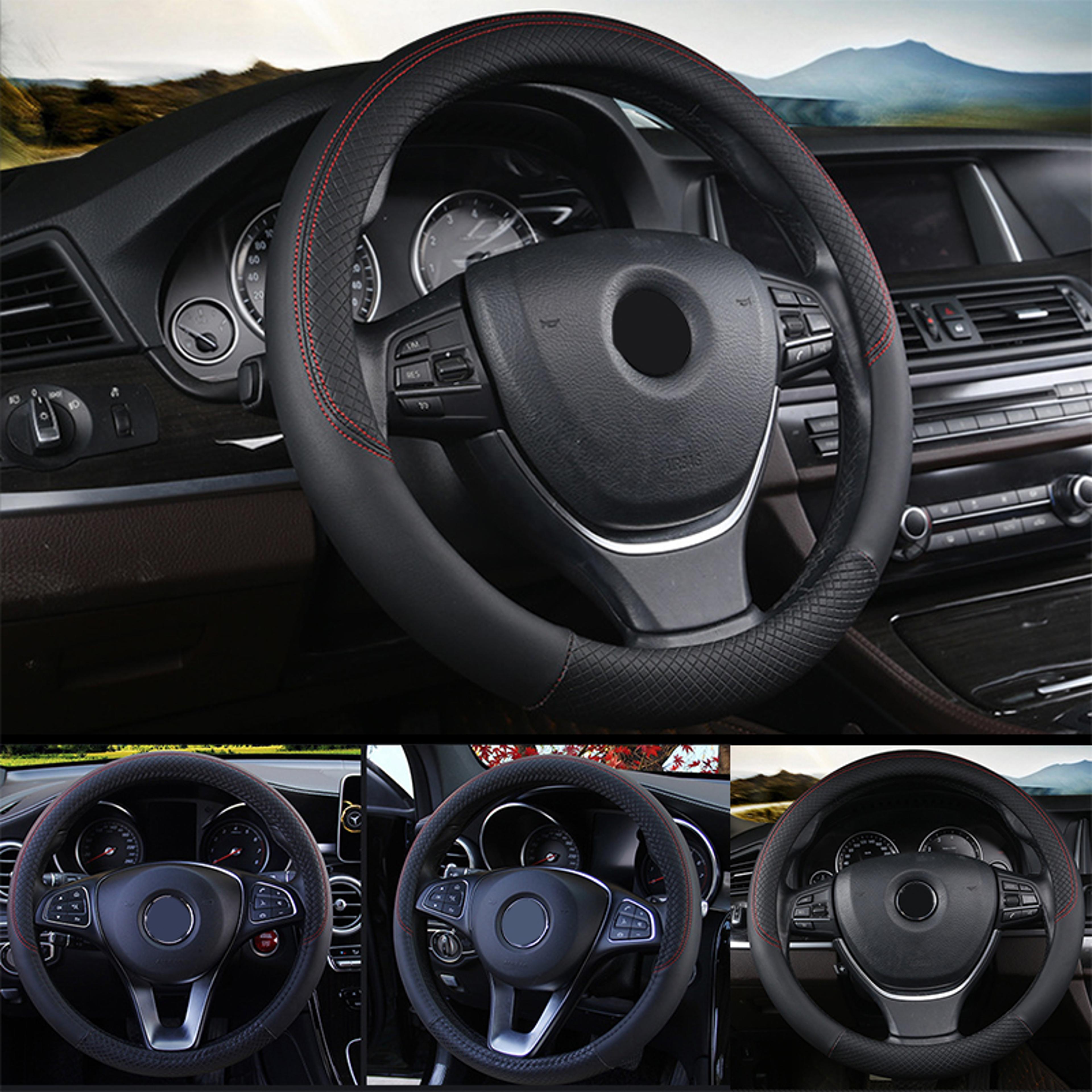 Universal Car Steering Wheel Cover Breathable Faux Leather Anti Slip Grip Protector 7