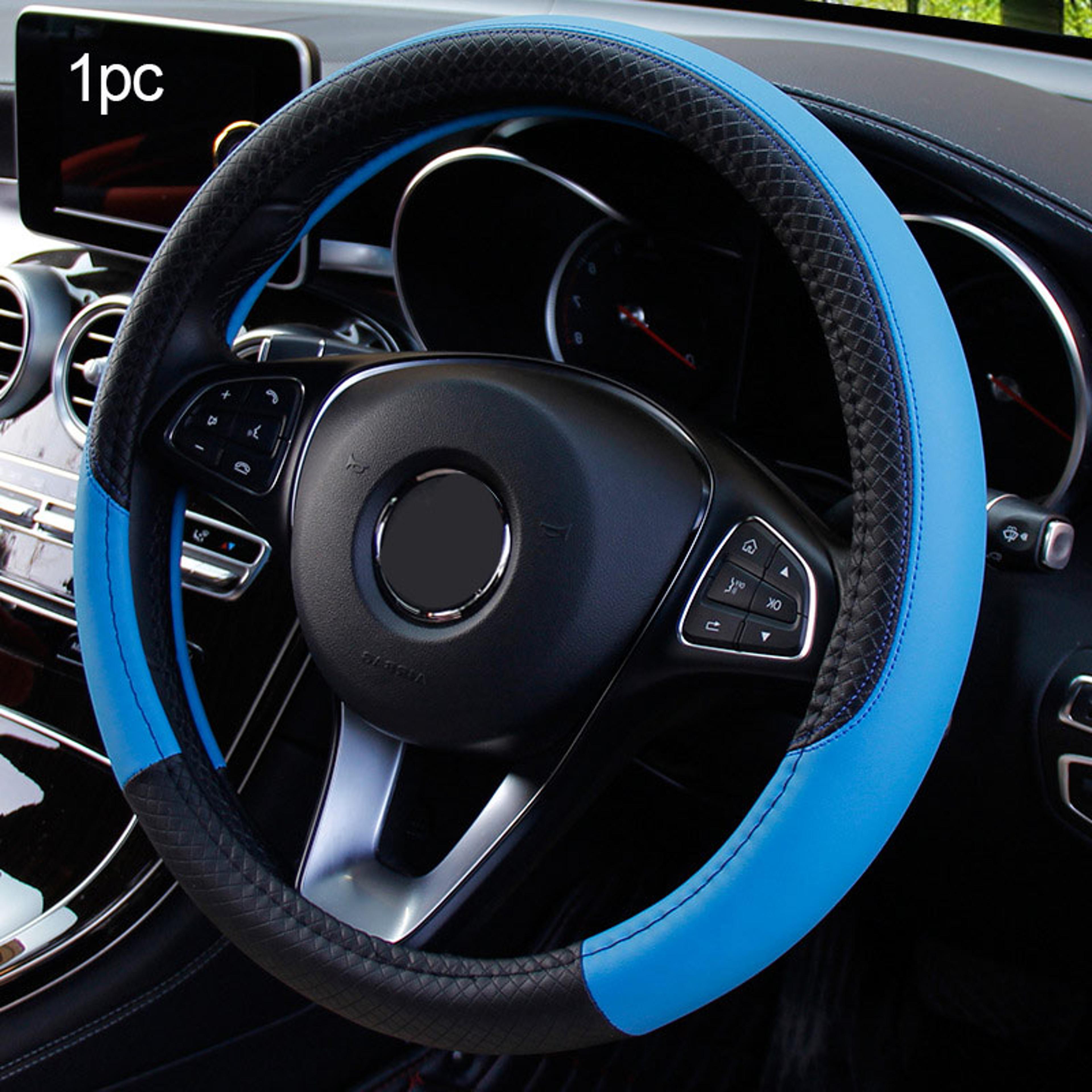 Universal Car Steering Wheel Cover Breathable Faux Leather Anti Slip Grip Protector 4