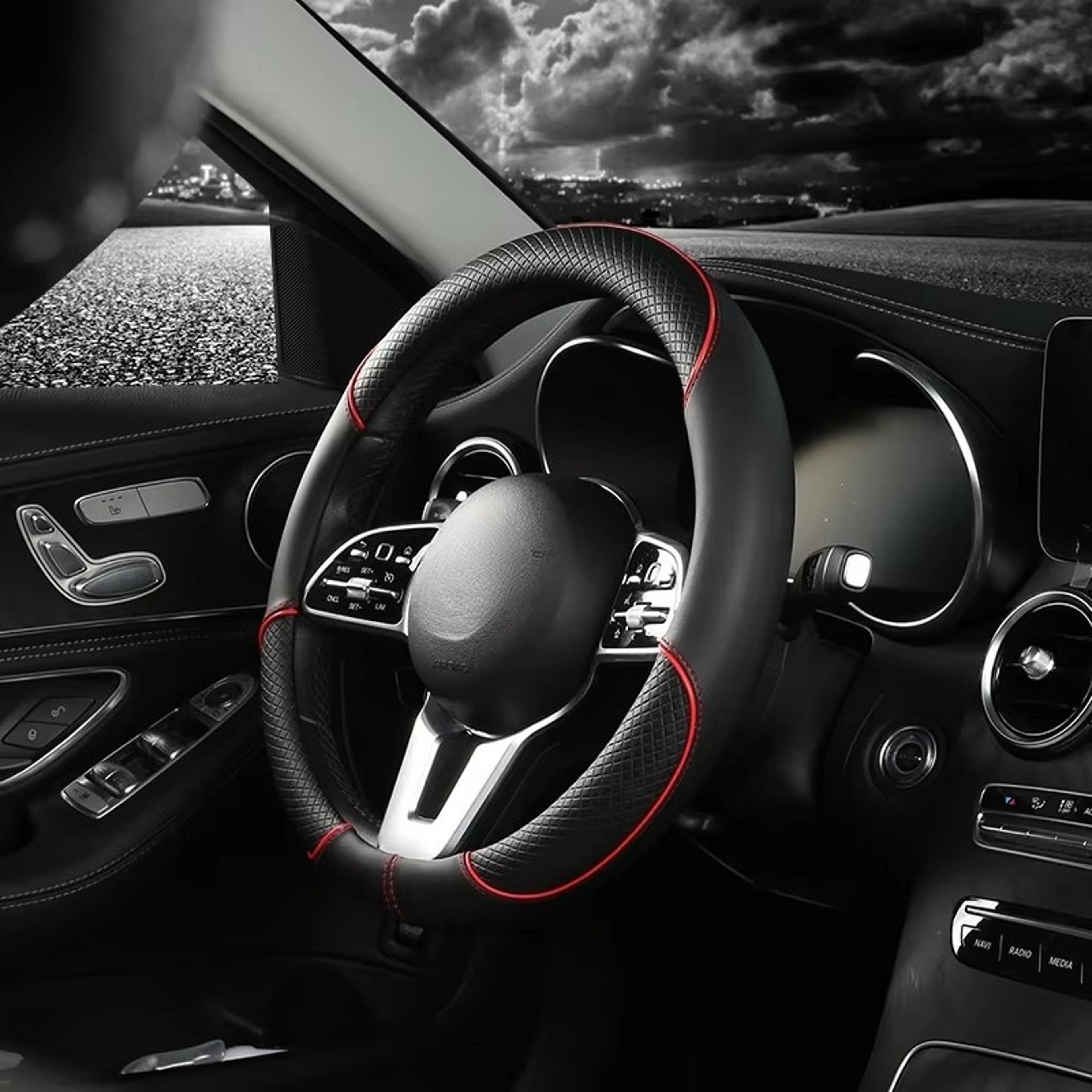 Leather Steering Wheel Cover Universal Diamond Grip Anti Slip Car Wheel Protector 1