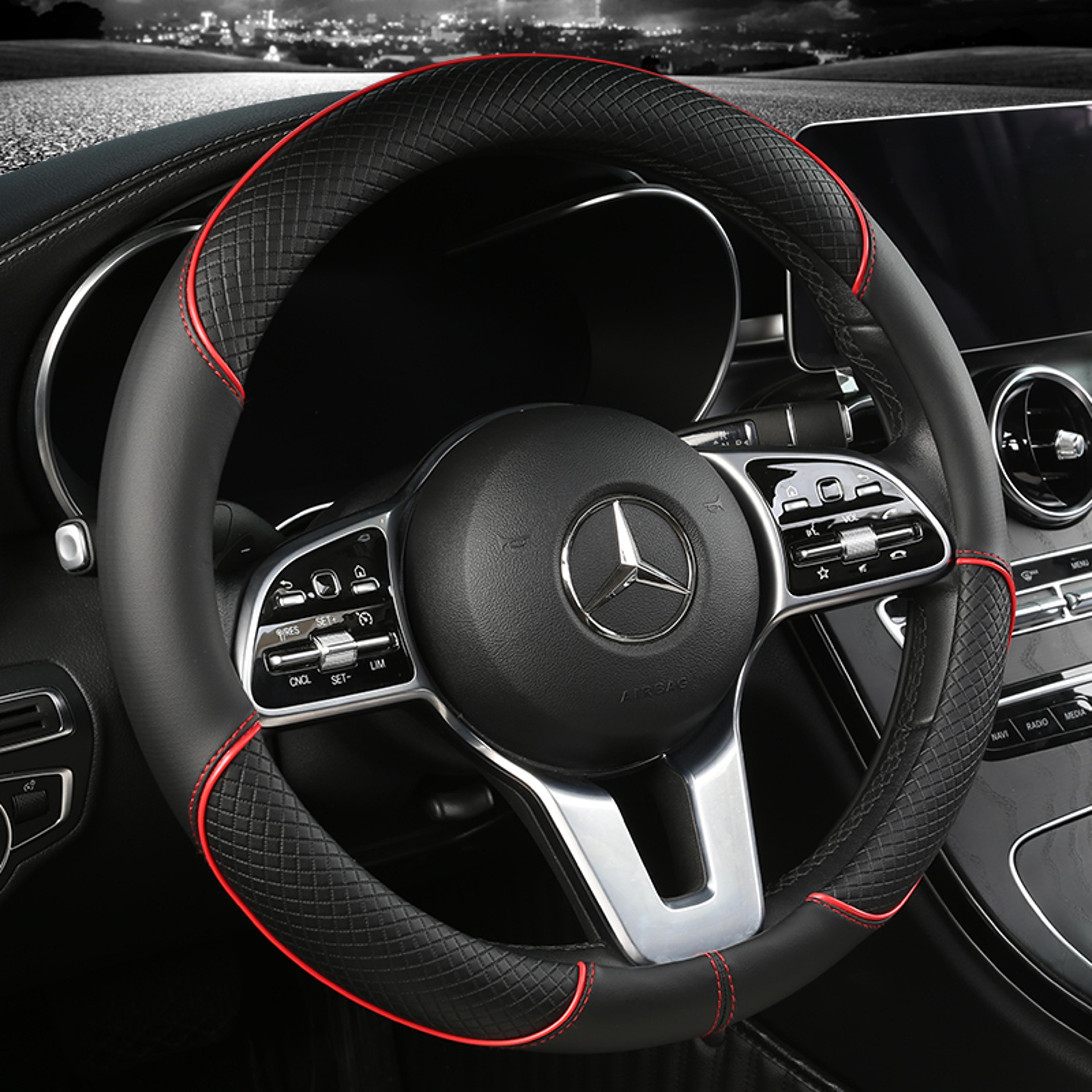 Leather Steering Wheel Cover Universal Diamond Grip Anti Slip Car Wheel Protector 6