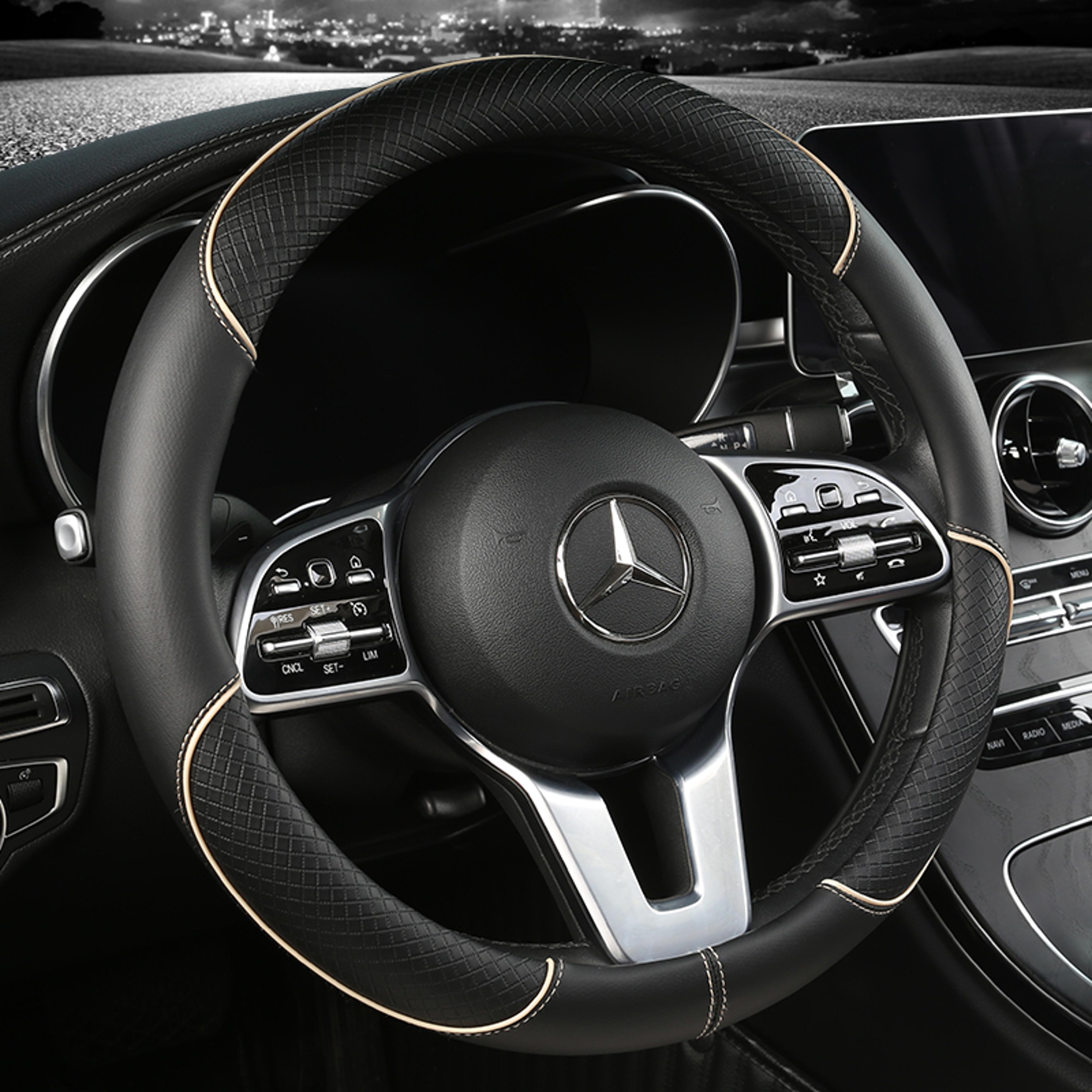 Leather Steering Wheel Cover Universal Diamond Grip Anti Slip Car Wheel Protector 7