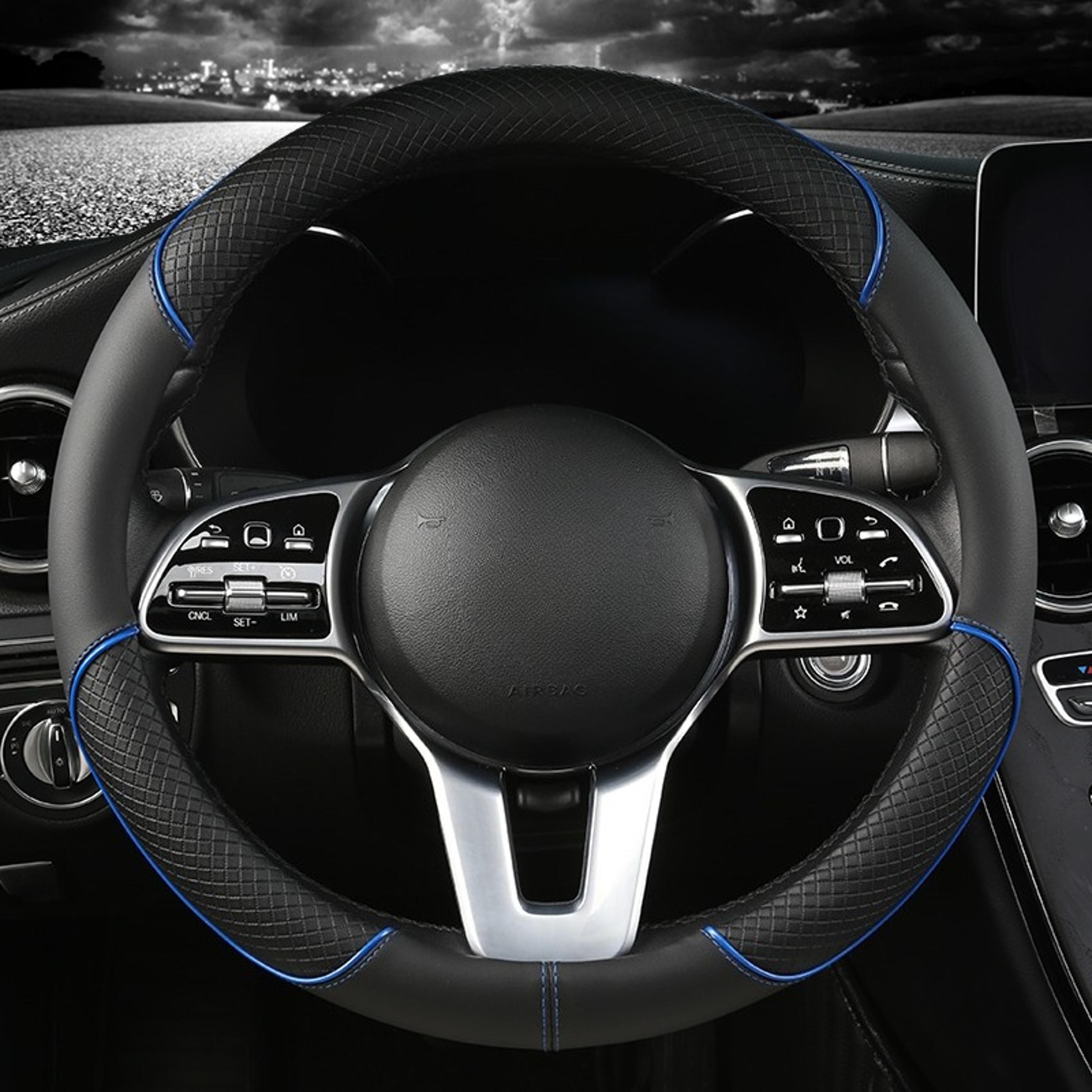 Leather Steering Wheel Cover Universal Diamond Grip Anti Slip Car Wheel Protector 8