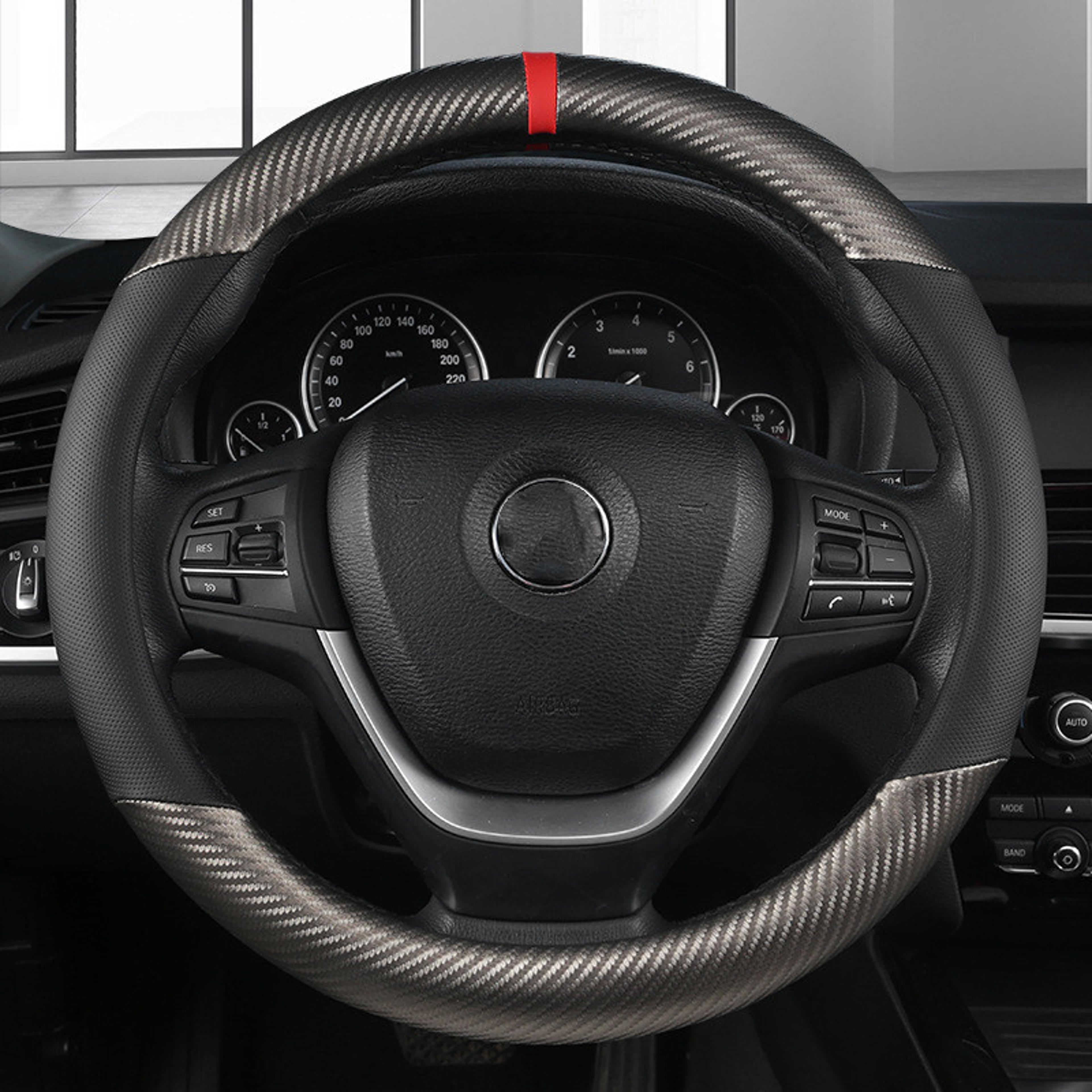 Universal D Shape Steering Wheel Cover Breathable Anti Slip Grip For Car Steering Wheels 4