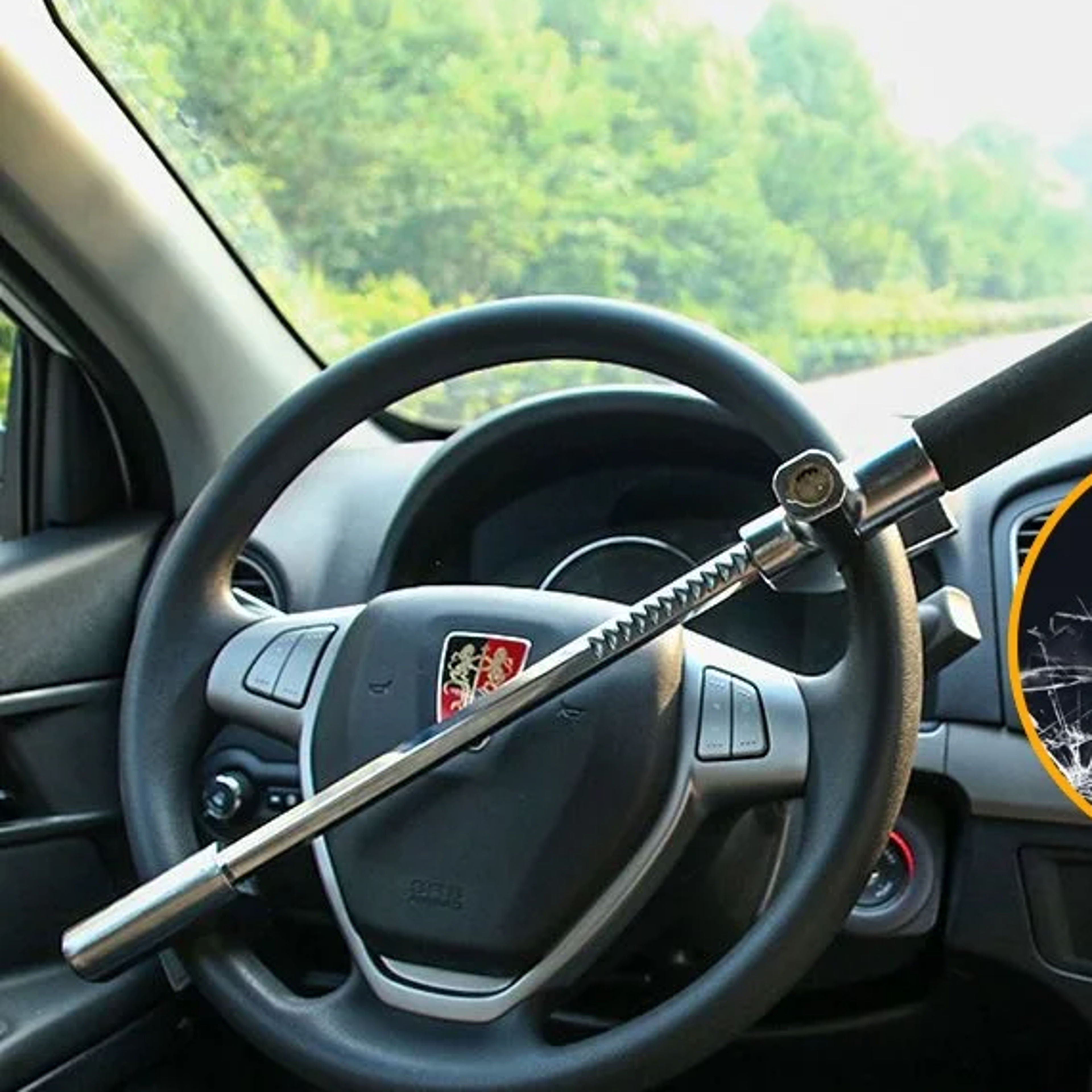 universal steering wheel lock anti theft car security lock with adjustable double hook