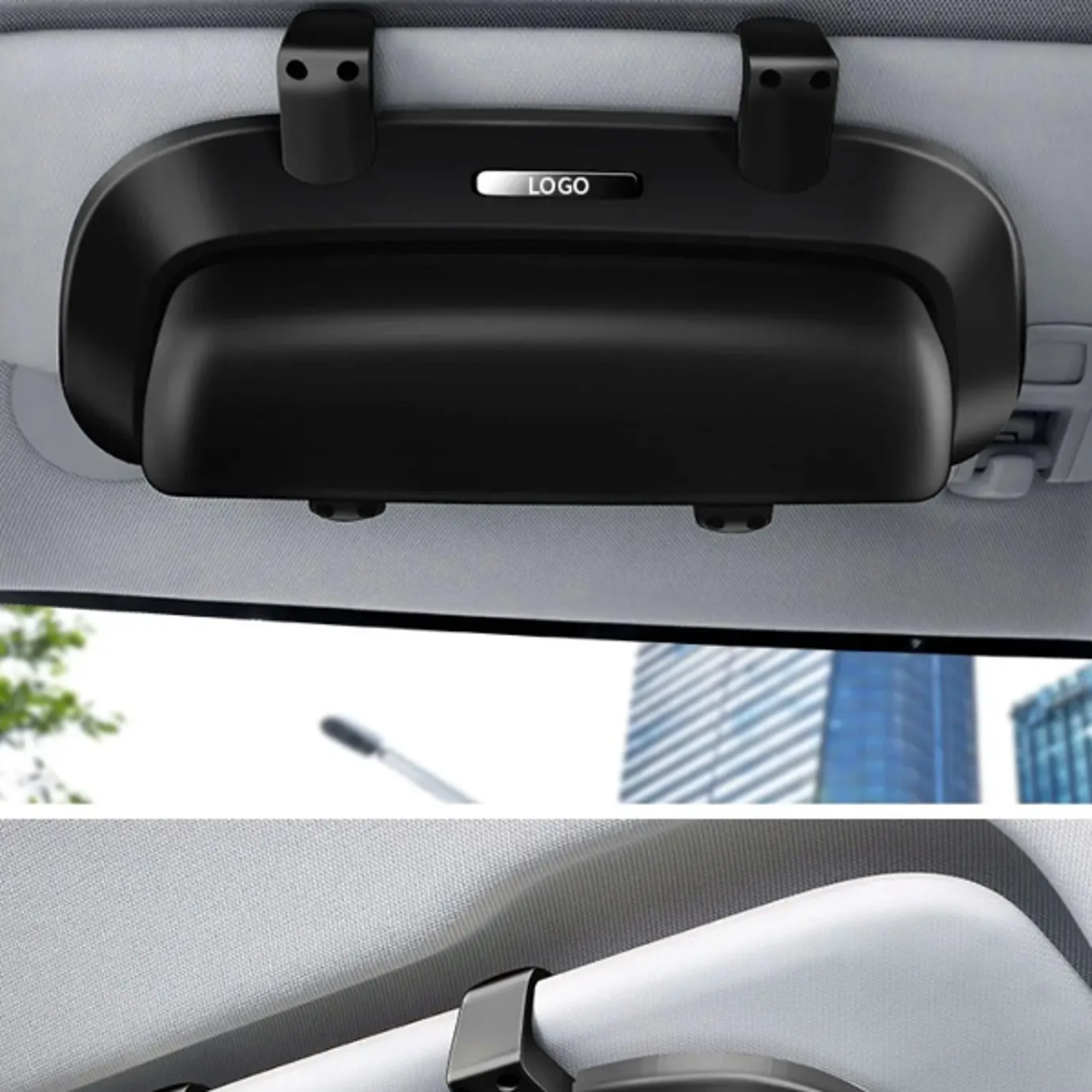 car glasses holder visor organizer case with sunglasses clip universal auto storage box