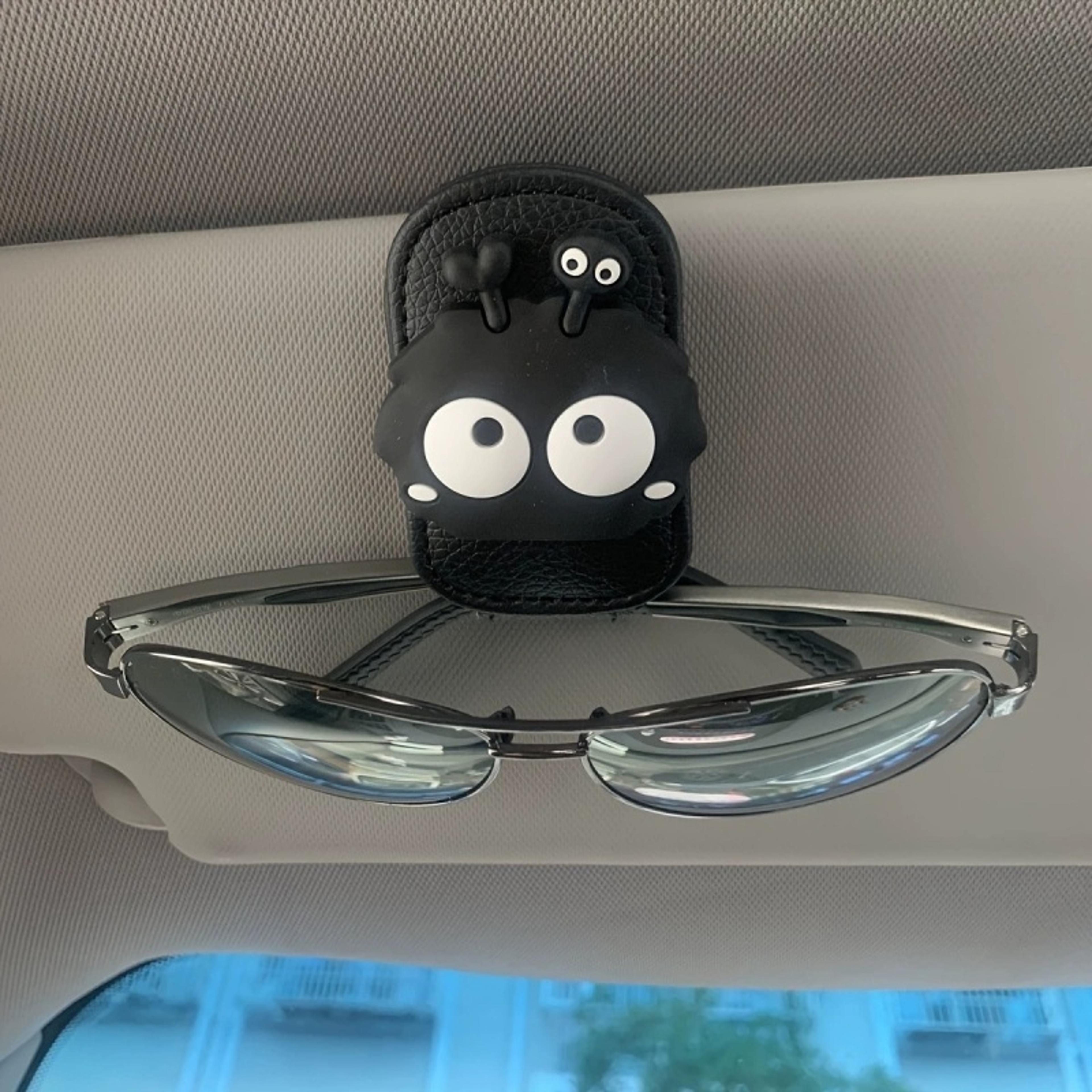 Car Sunglasses Holder Cowhide Sun Visor Glasses Clip Auto Eyeglasses Storage Mount 1