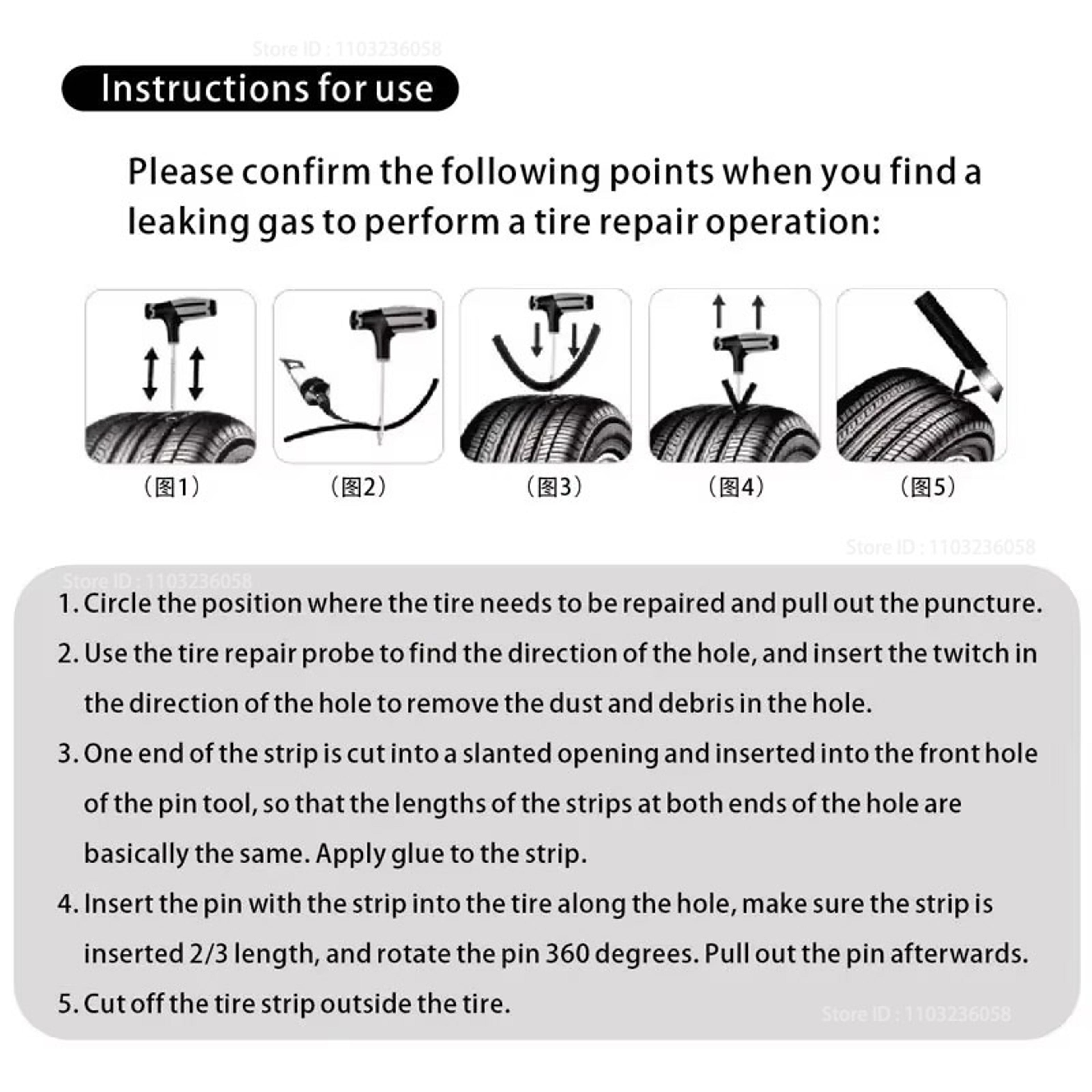 Car Tire Repair Kit Tubeless Tire Plug Tool Set With EVA Storage Case For Cars Motorcycles  Bikes 4