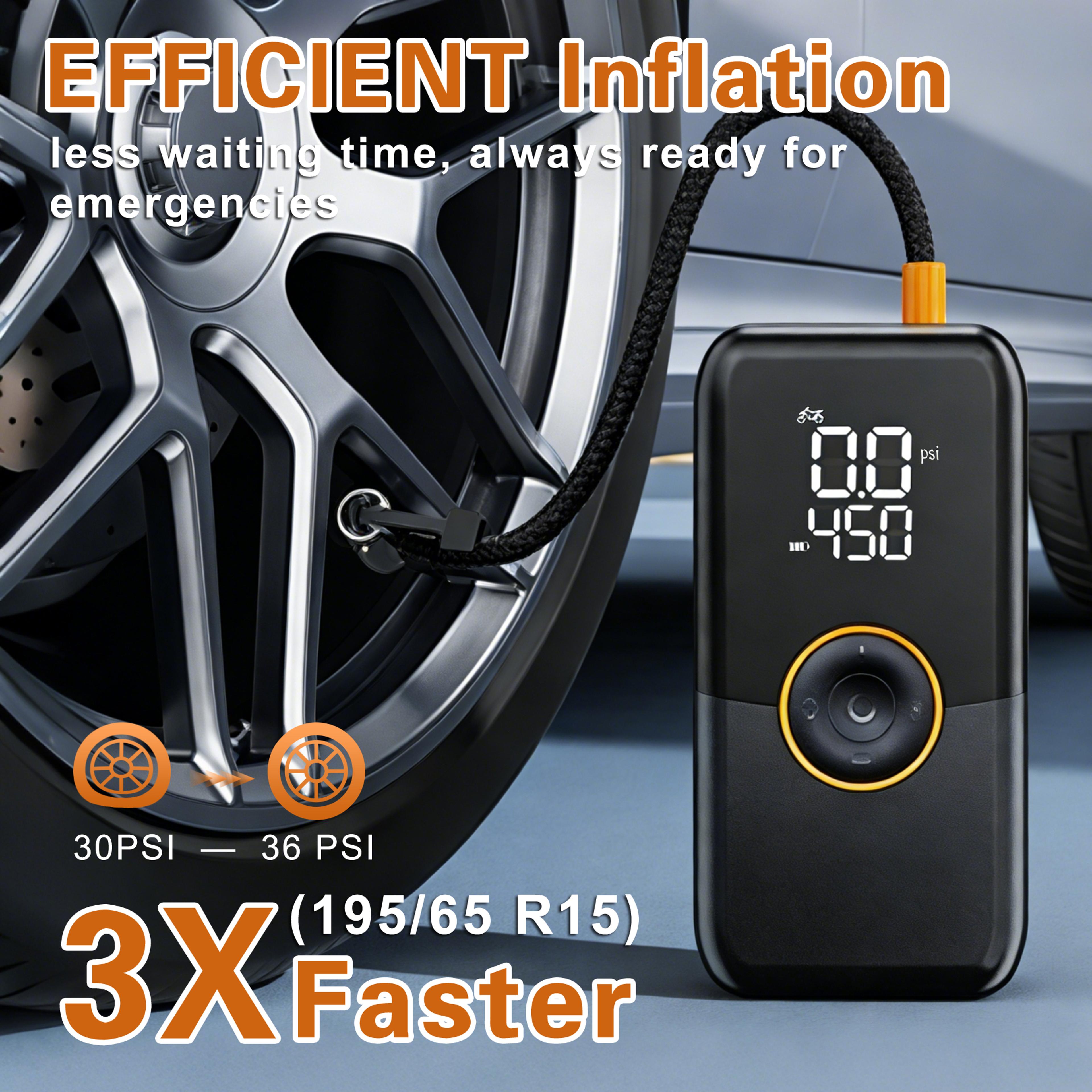 Portable Tire Inflator Air Compressor PSI Cordless Air Pump For Car Bike 2