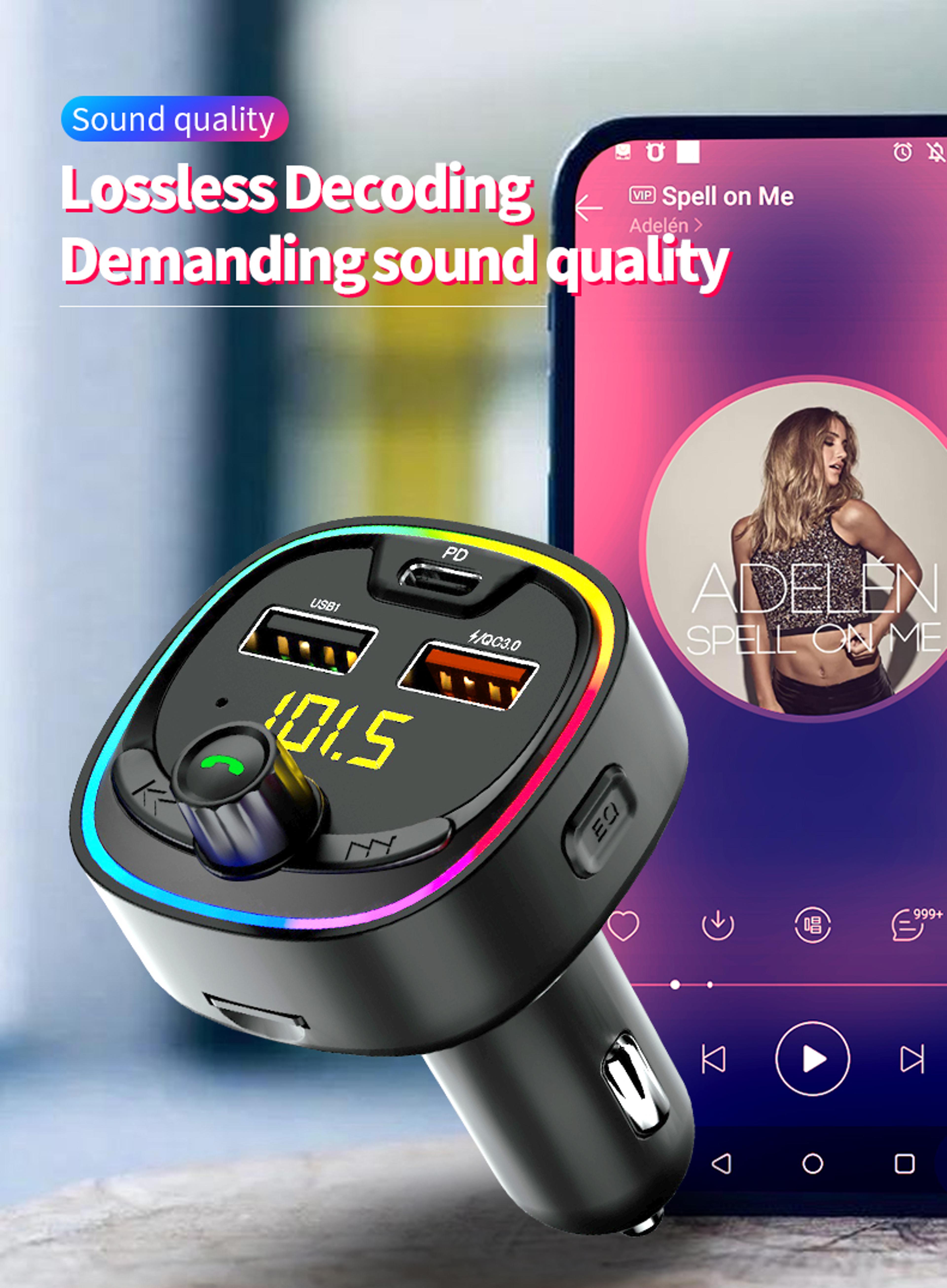 Wireless Car FM Transmitter With USB C Fast Charger And Hands Free Calling 3