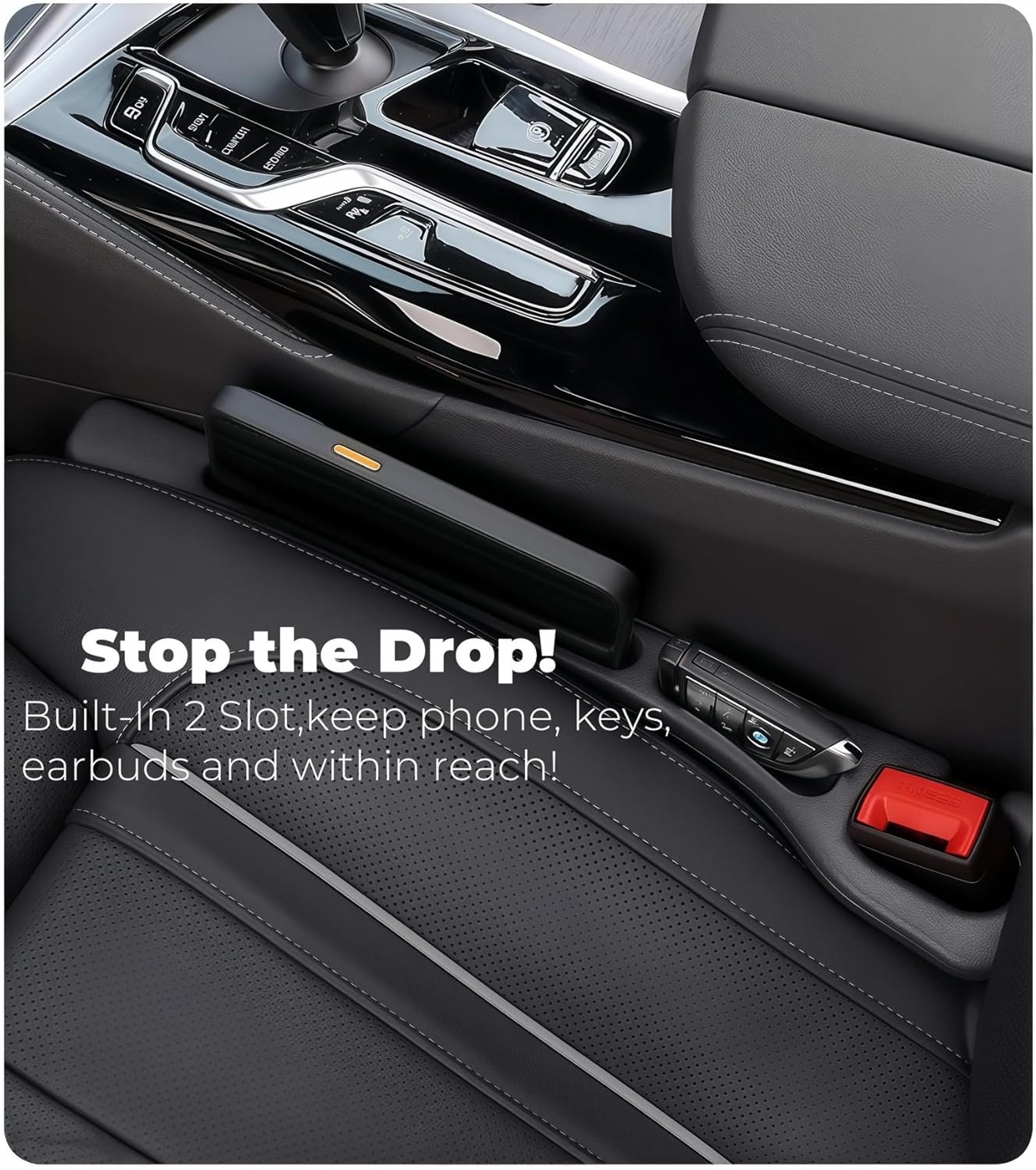 Car Seat Gap Filler With Dual Storage Slots No Drop Seat Gap Organizer For Phones Keys  Coins 5