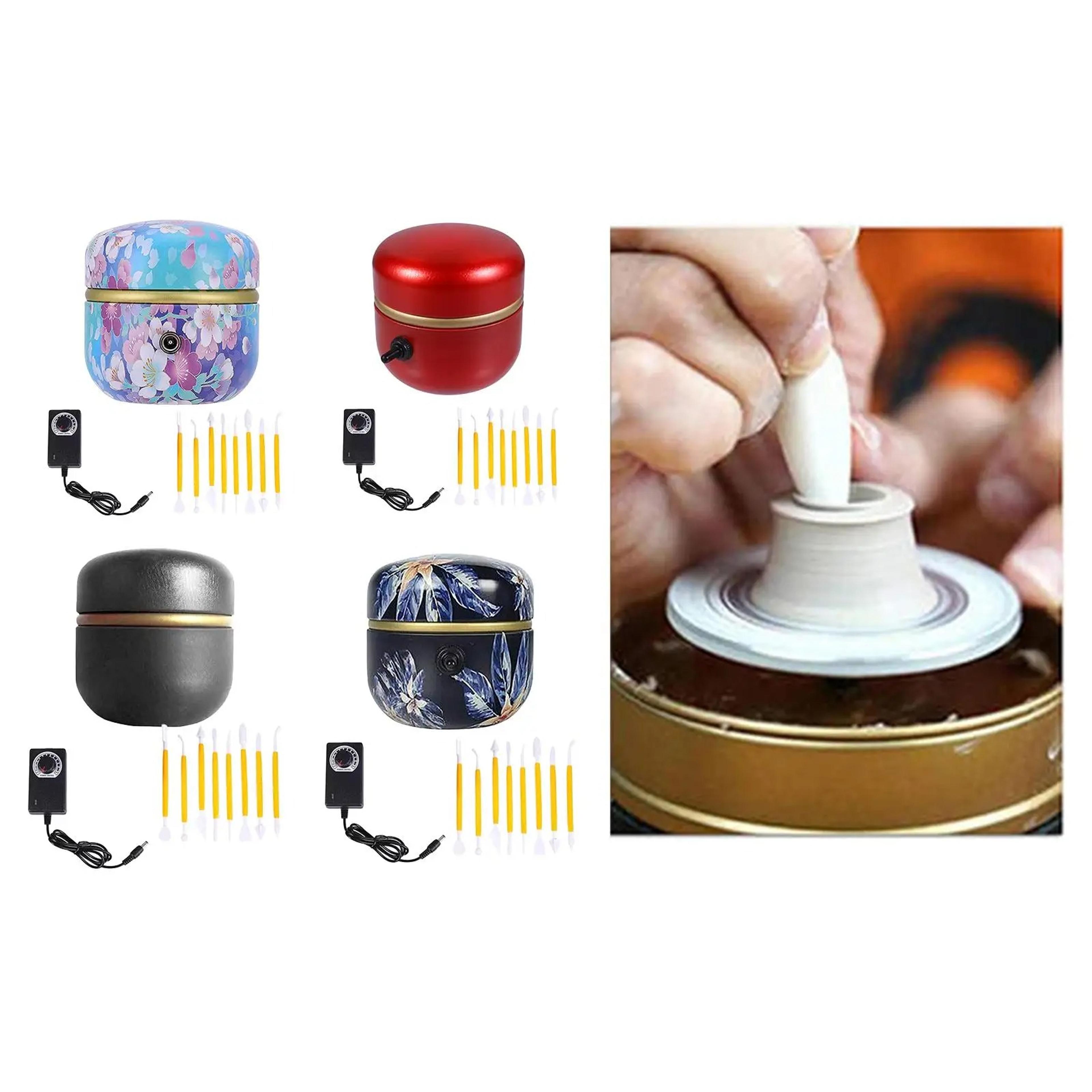 mini electric pottery wheel machine adult children ceramic art machine with tray speed adjustable trimming tools