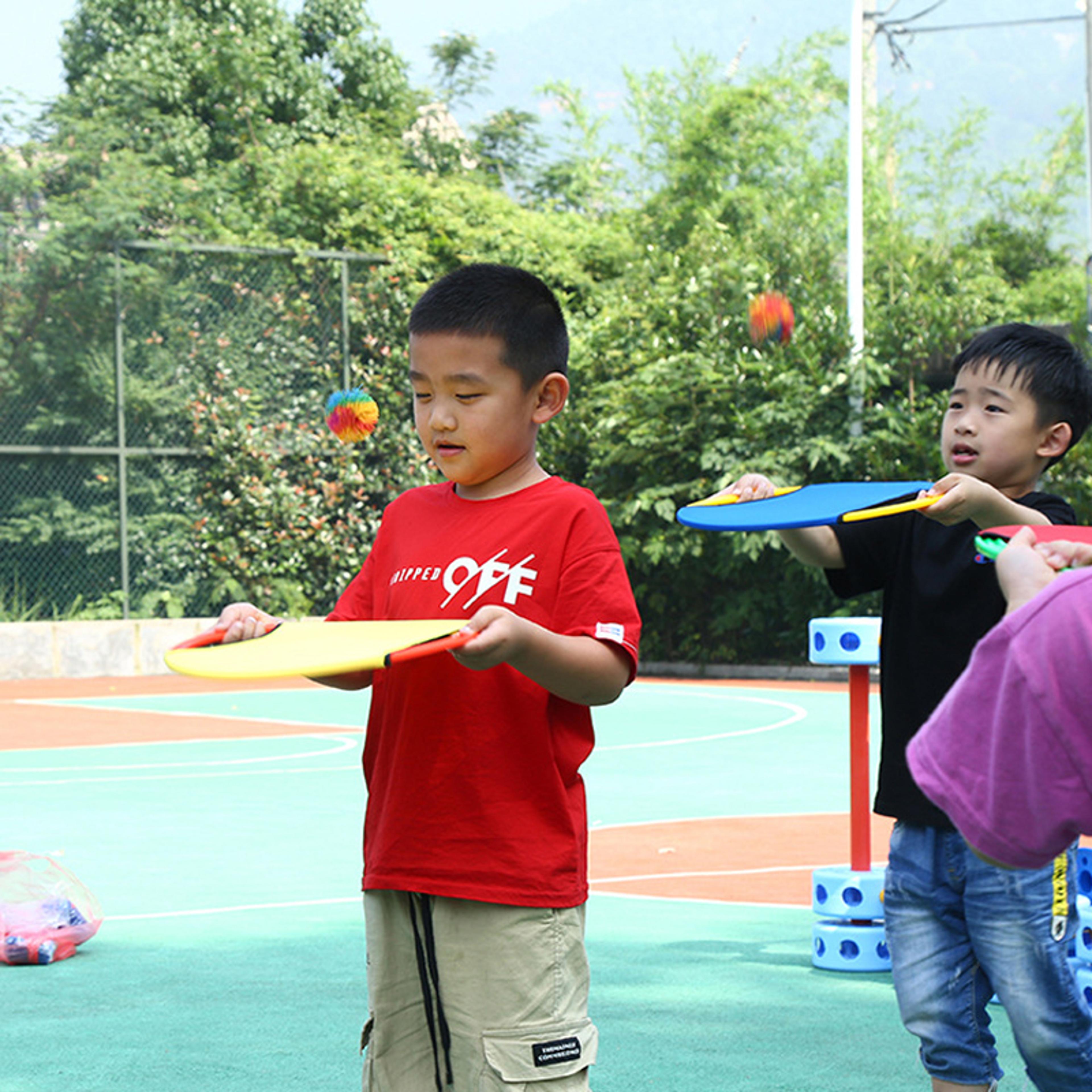bounceplay paddle ball & flying disc set for kids outdoor games family backyard fun