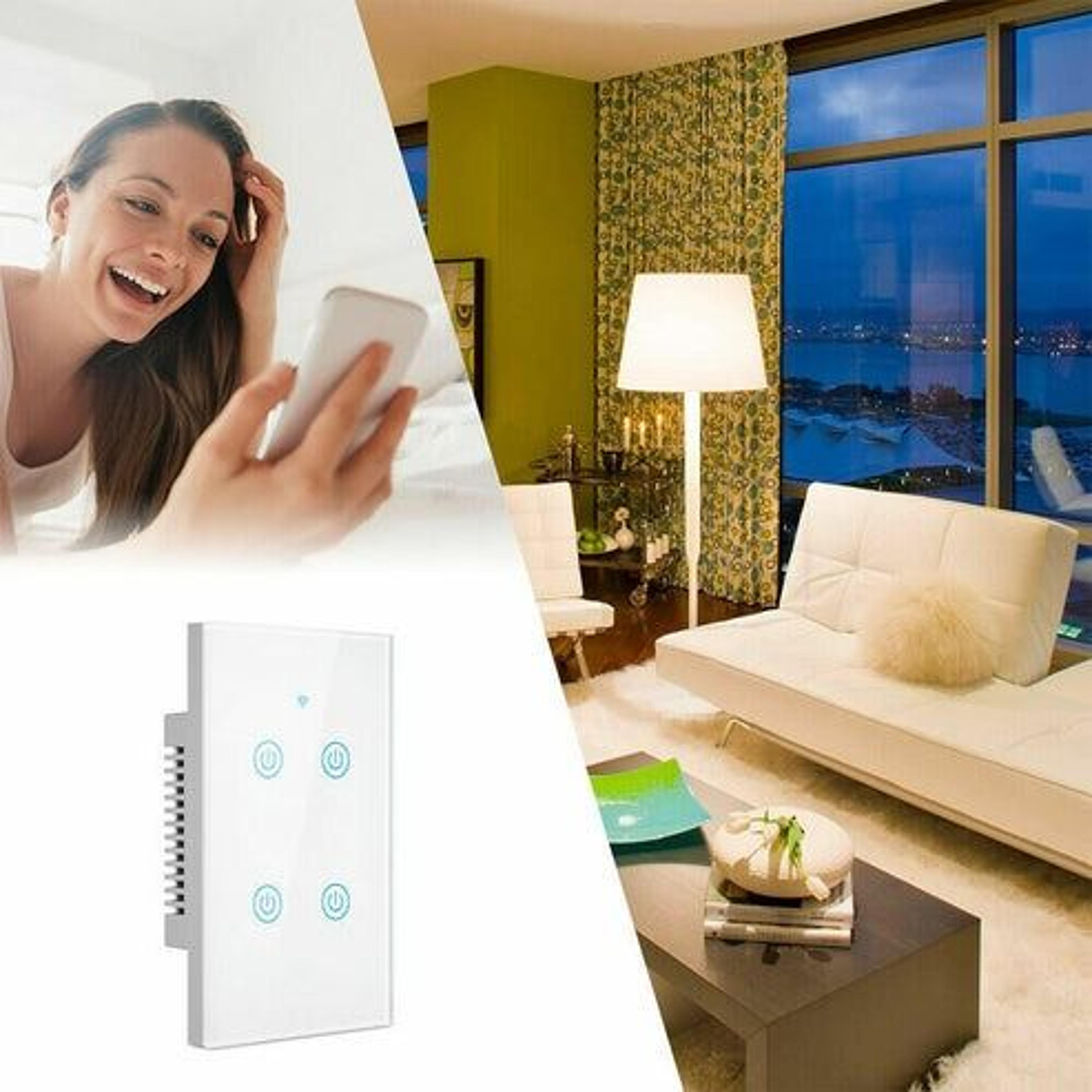 smart wall touch light switch for alexa, google, wifi enabled, glass panel, voice control