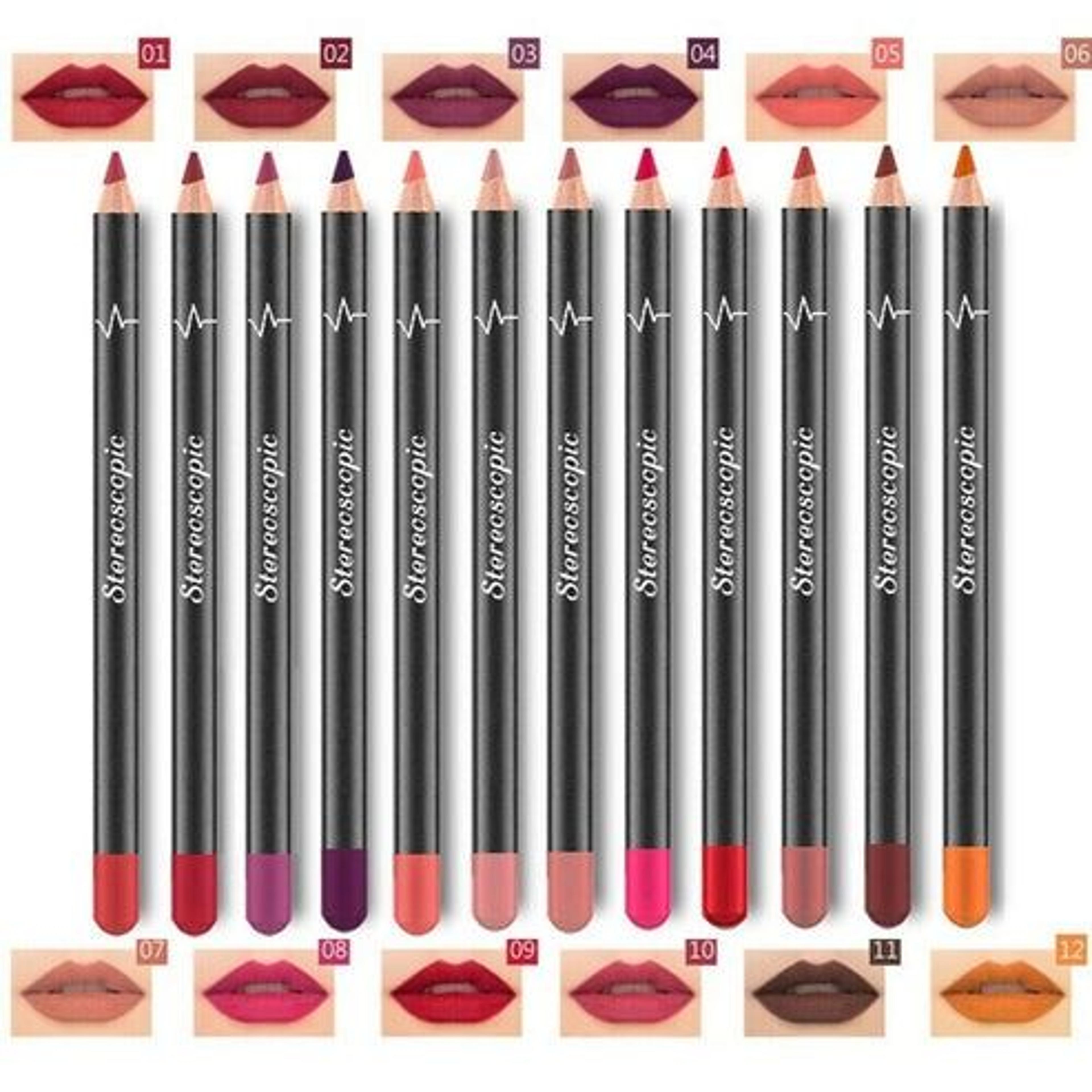 waterproof lip liner set, long lasting matte lipstick, lip pencil, lip pen set, smooth texture