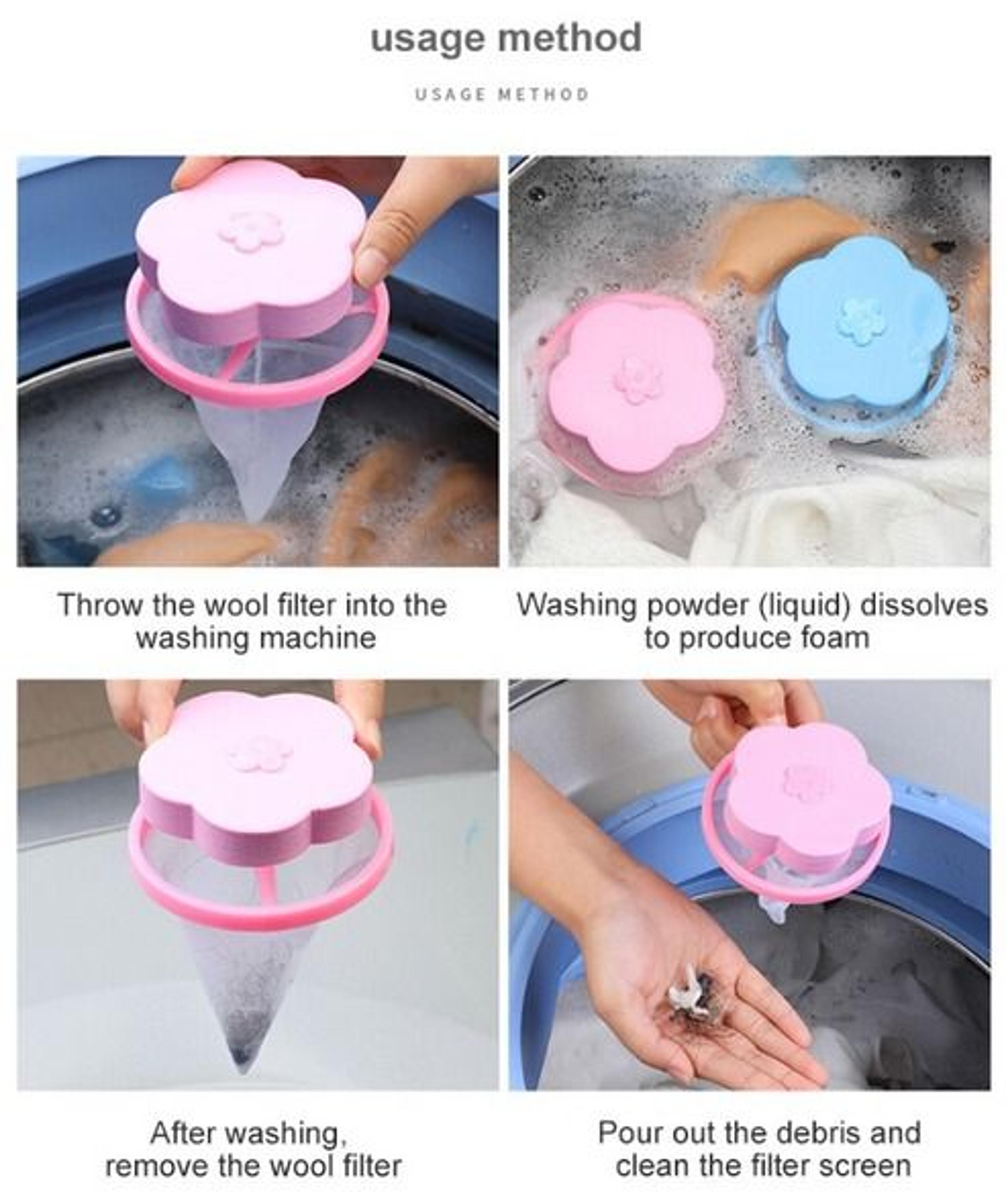 Laundry Lint Pet Hair Remover Floating Pet Fur Catcher Reusable Filter For Washing Machine To Catch 10