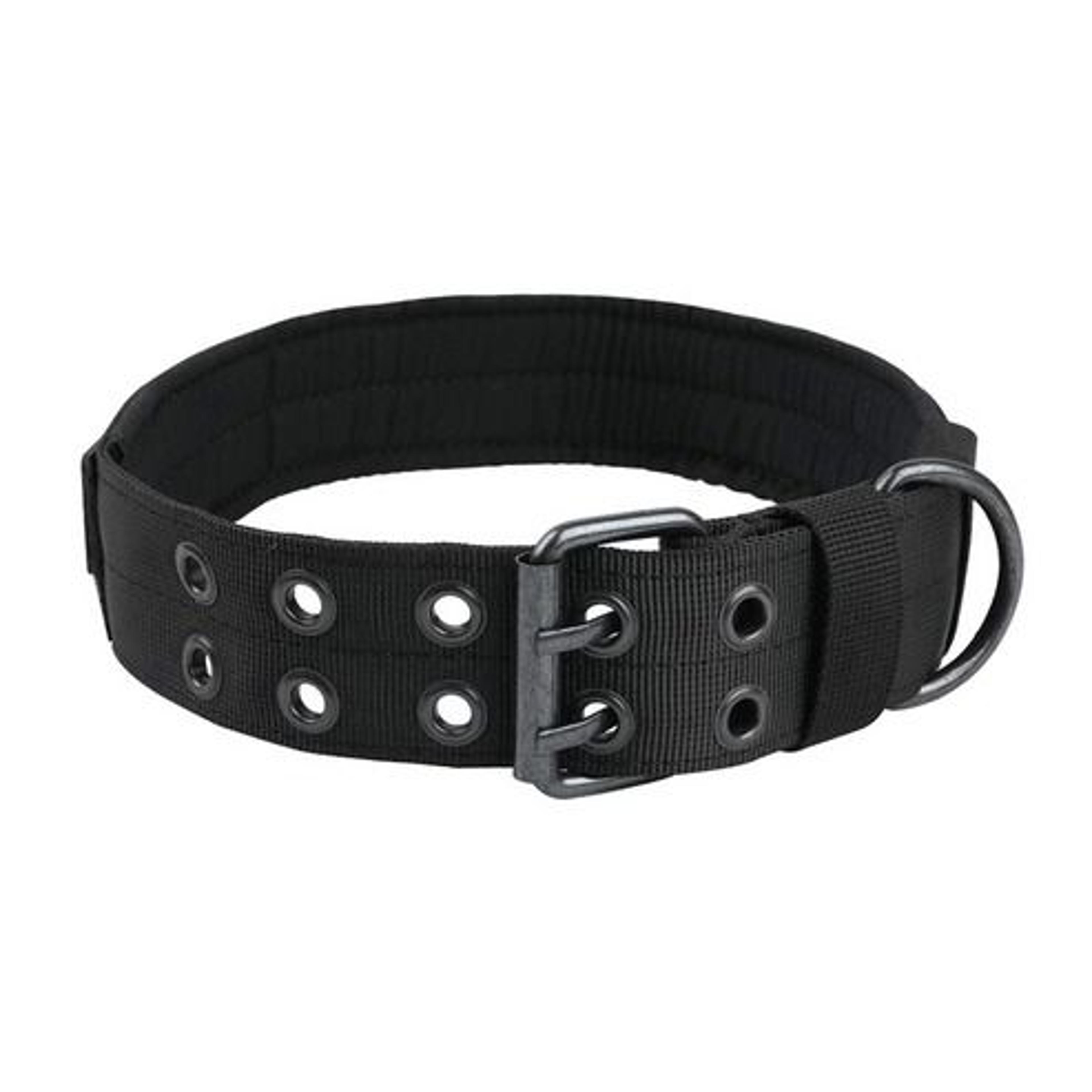 military-style wide tactical heavy duty dog collar with metal buckle, perfect for large dogs & heavy pullers