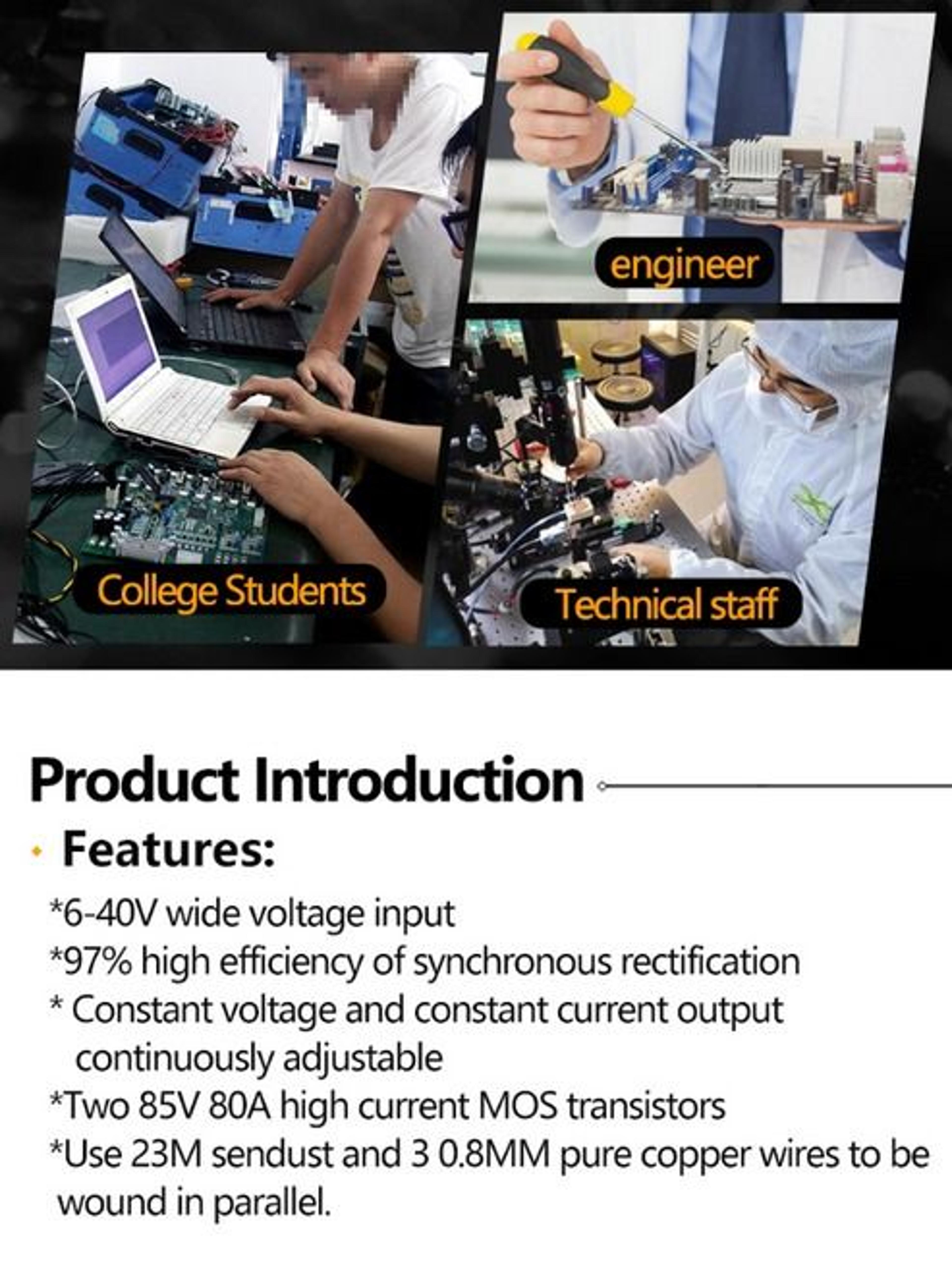 Synchronous Buck Converter DC Step Down Power Module Adjustable CC Voltage Efficient Power Sup 6
