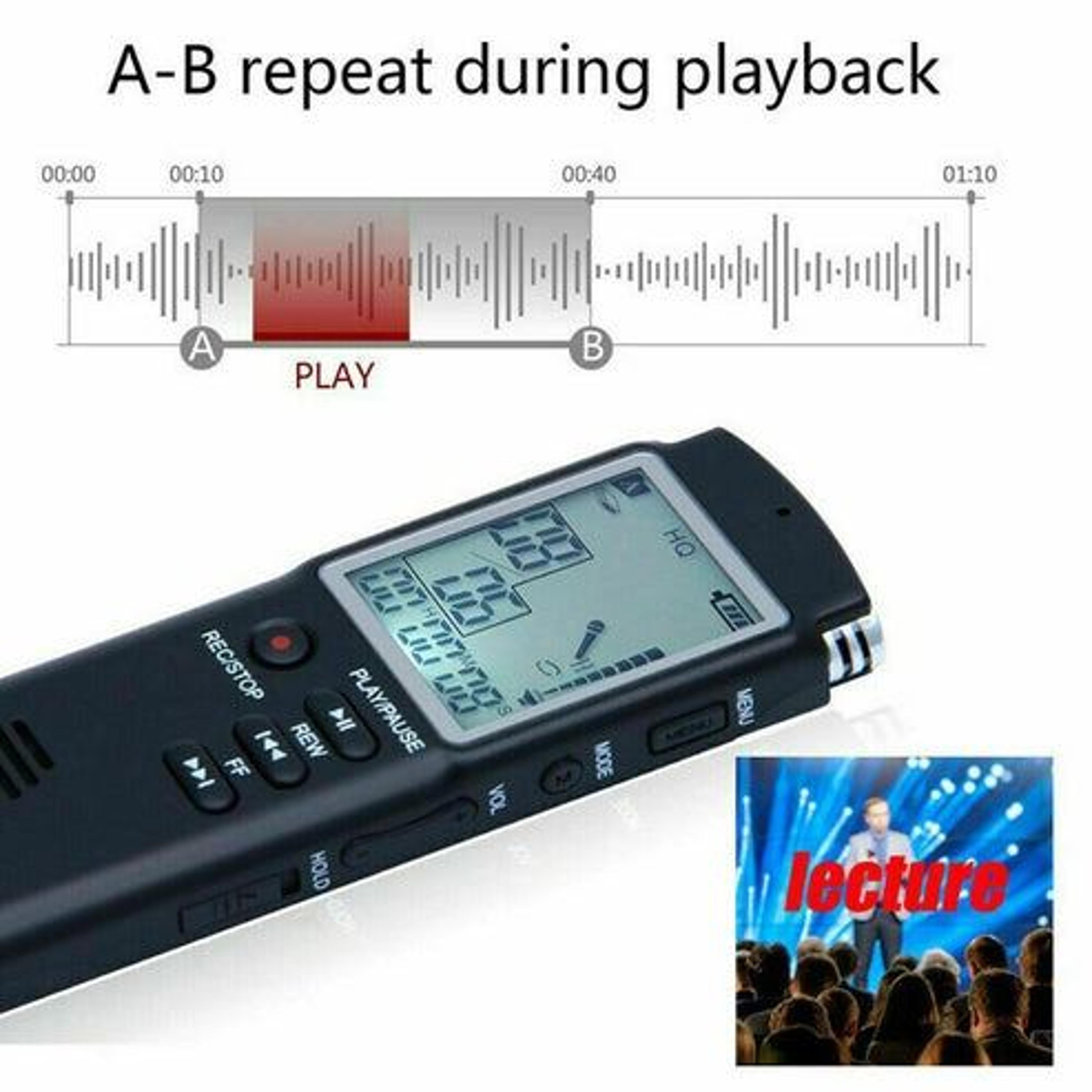 Voice Activated Digital Audio Recorder Player Dictaphone HighQuality Sound LCD Display USB Charging 9