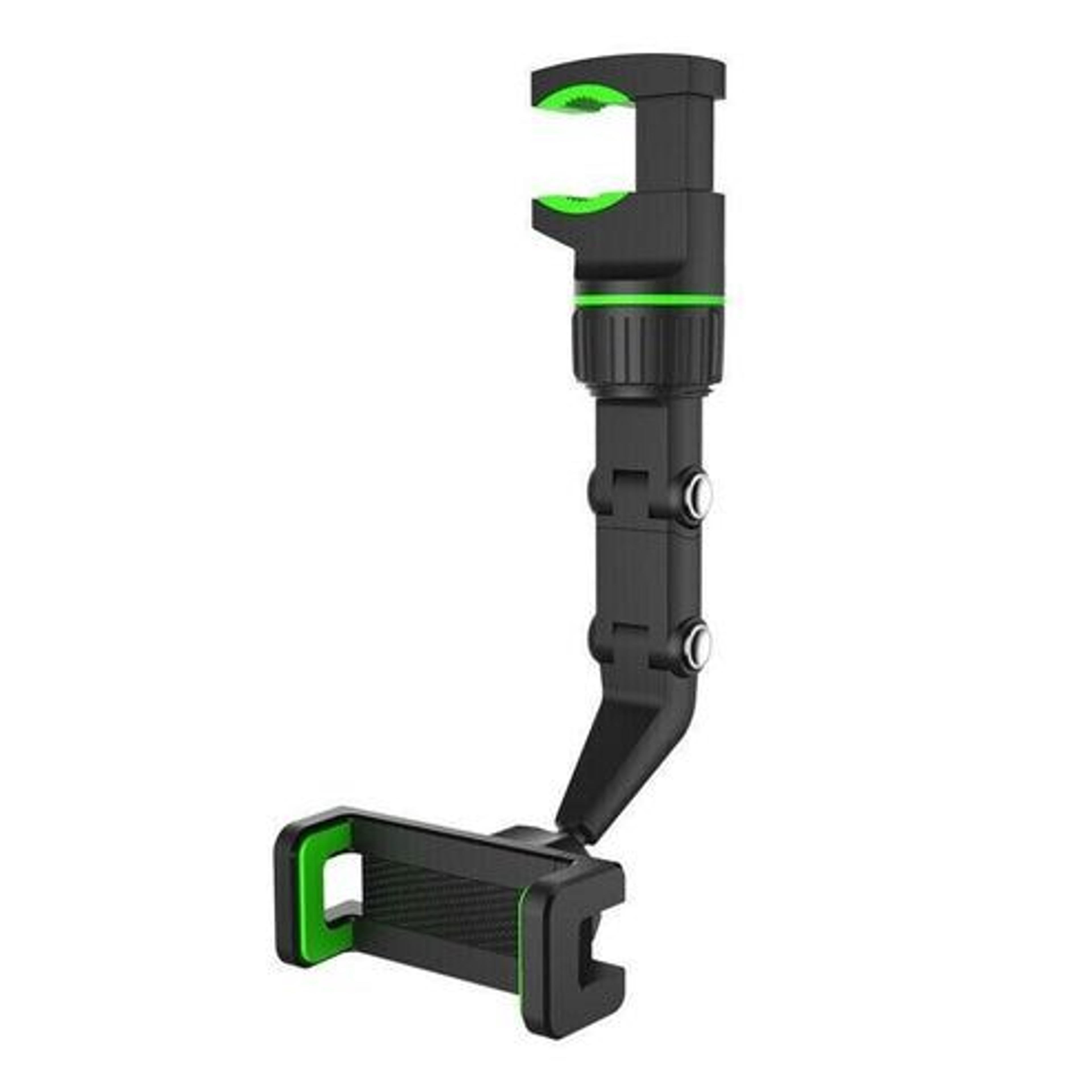 adjustable car rearview mirror phone holder mount, multifunctional, rotating, secure clip, easy setup
