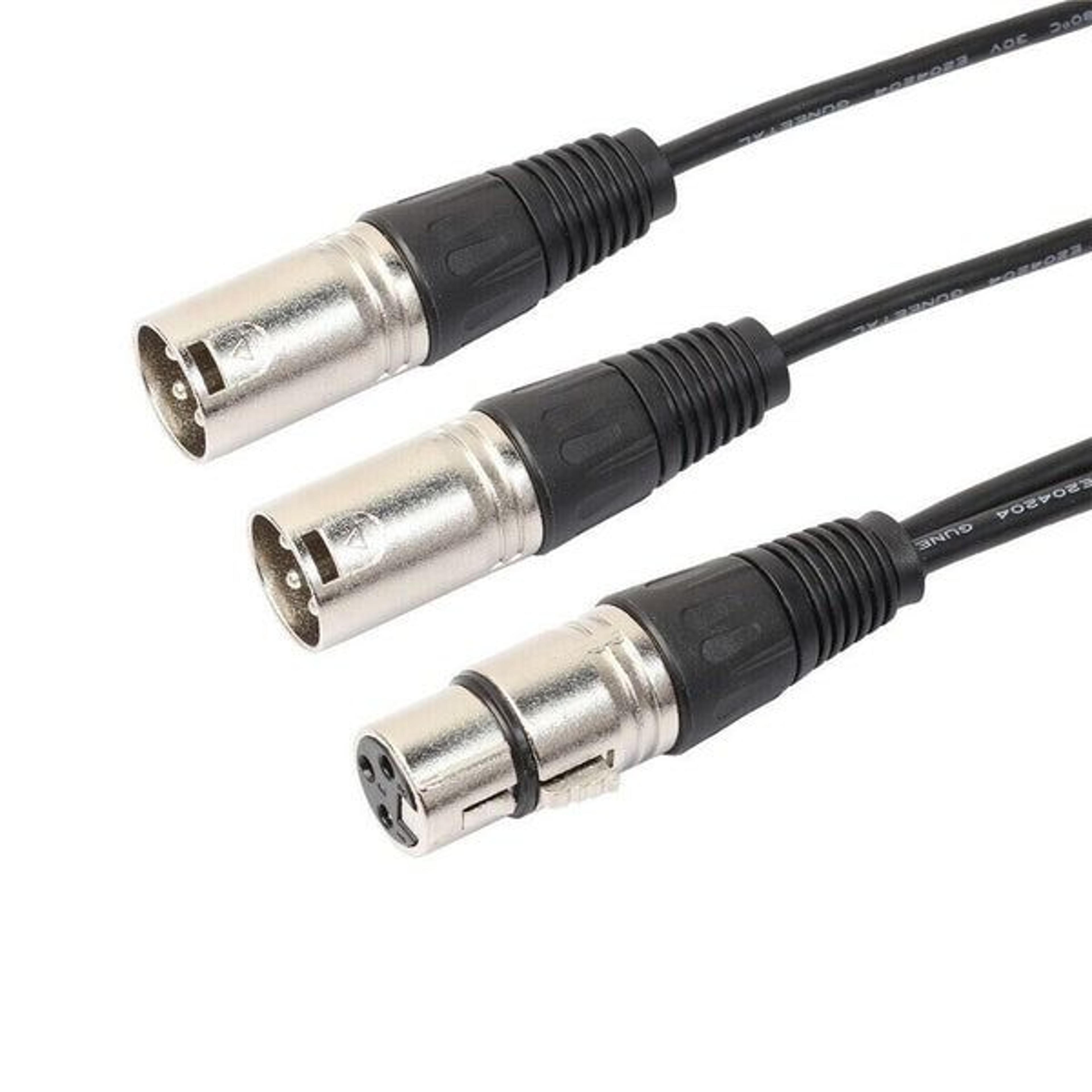 xlr female to dual male plug y splitter cable adapter, premium microphone audio adapter with nickel-plated connectors