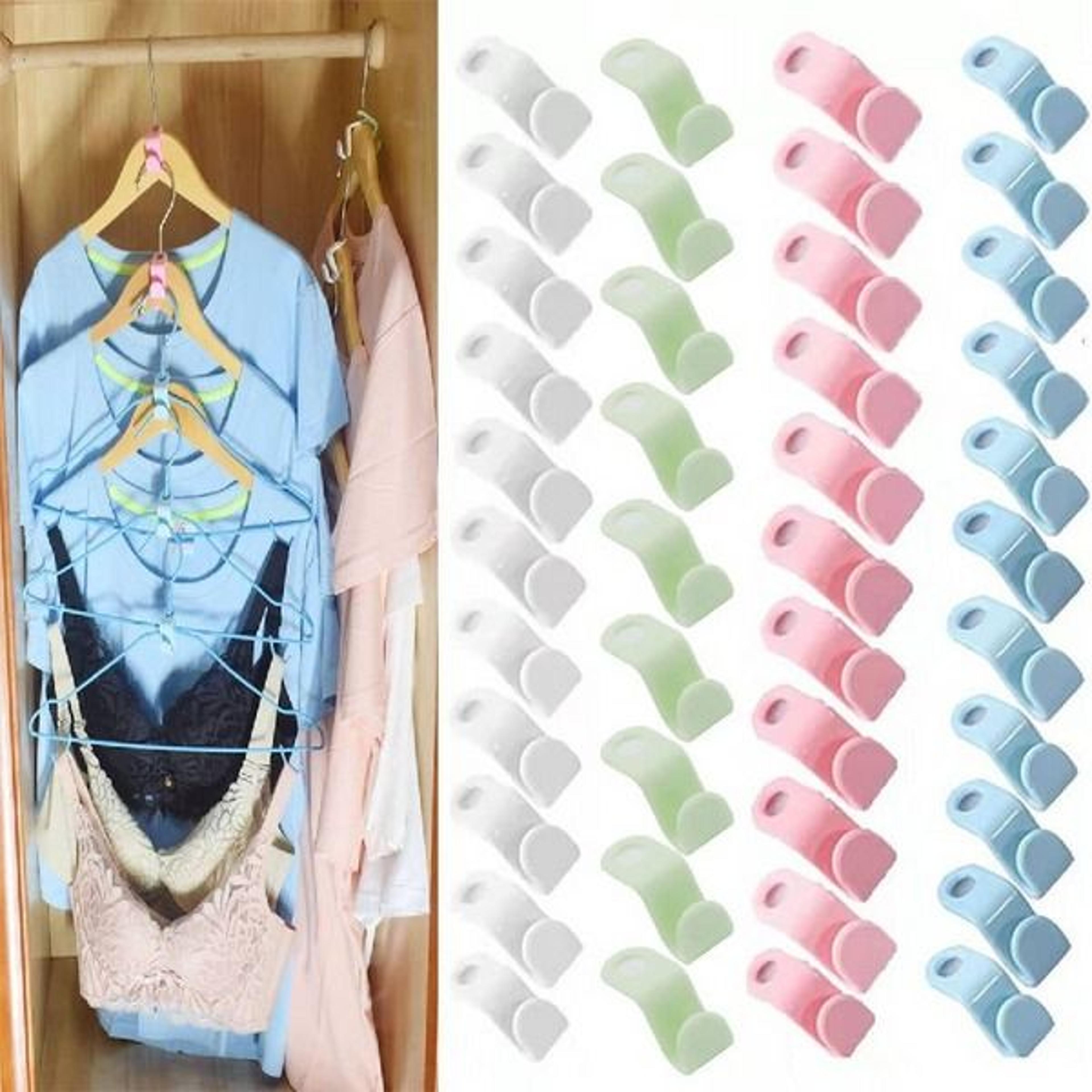 Clothes Hanger Connector Hooks Space Saving Clip Closet Hangers Organizer 14